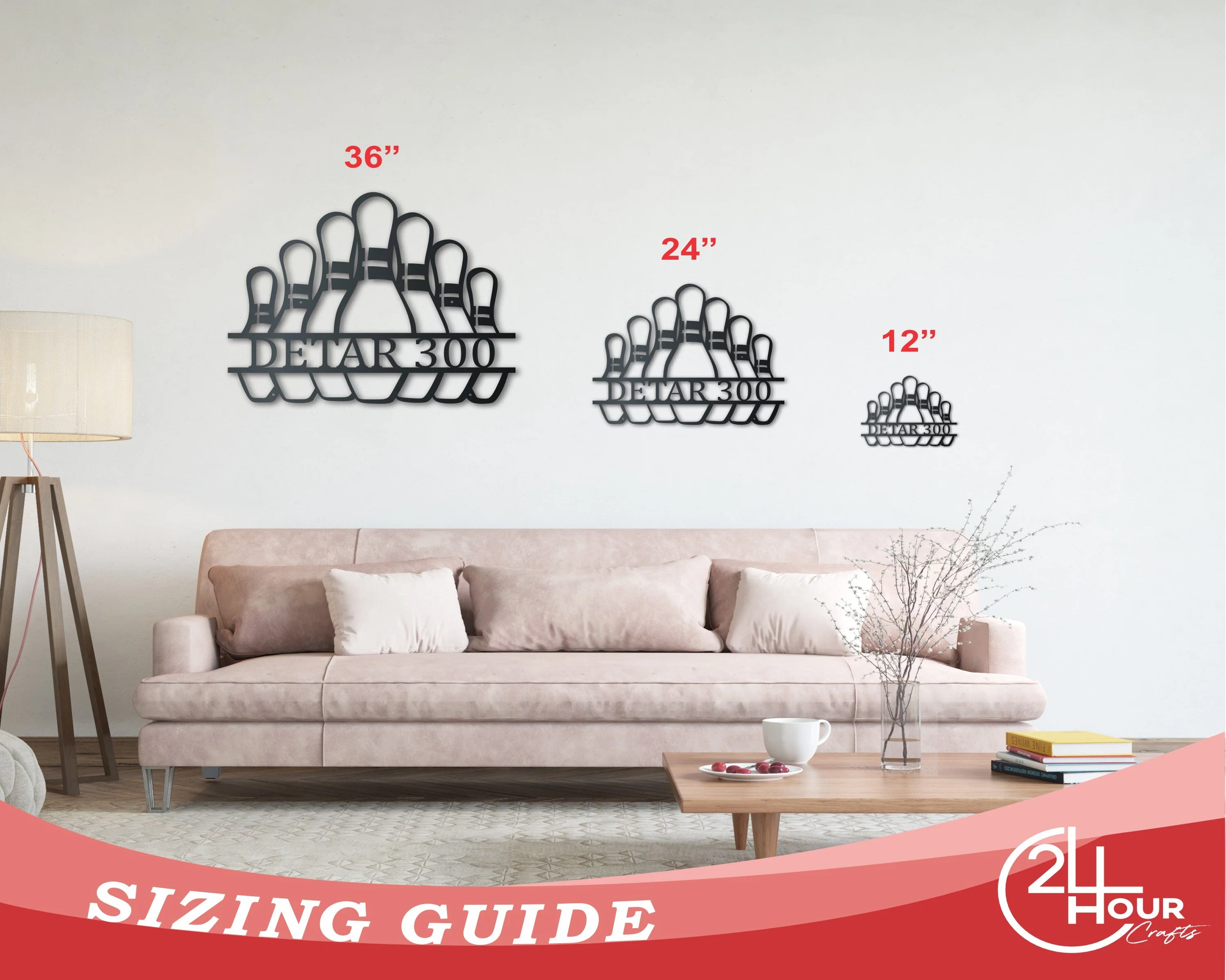 Custom Metal Bowling Pins Wall Art - Metal Sports Sign - 14 Color Options - Image 3