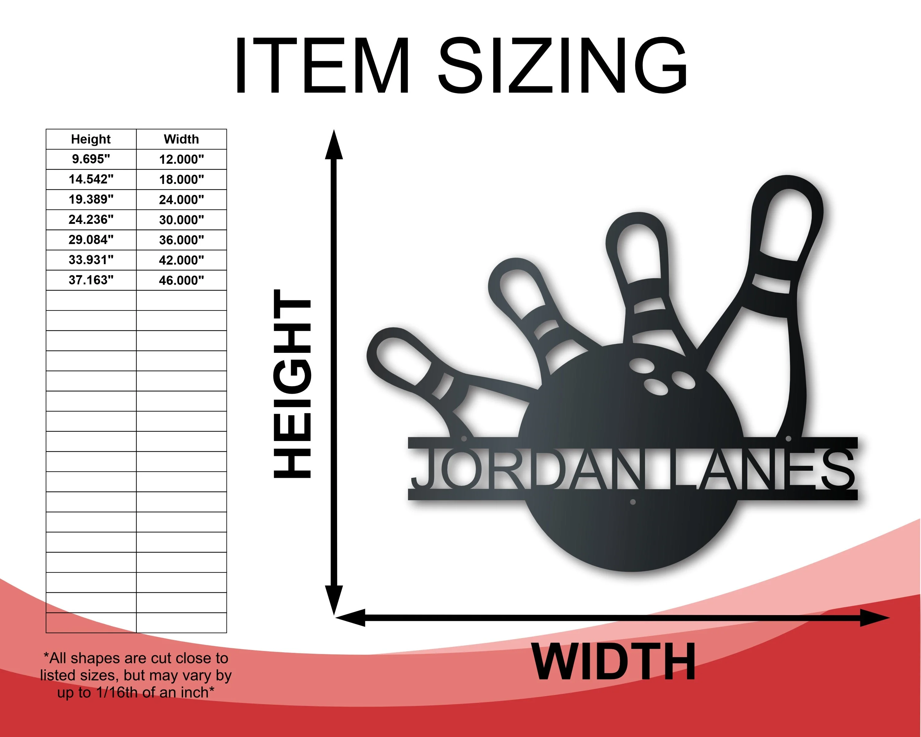 Custom Metal Bowling Strike Wall Art - Custom Metal Sports Sign - 14 Color Options - Image 2