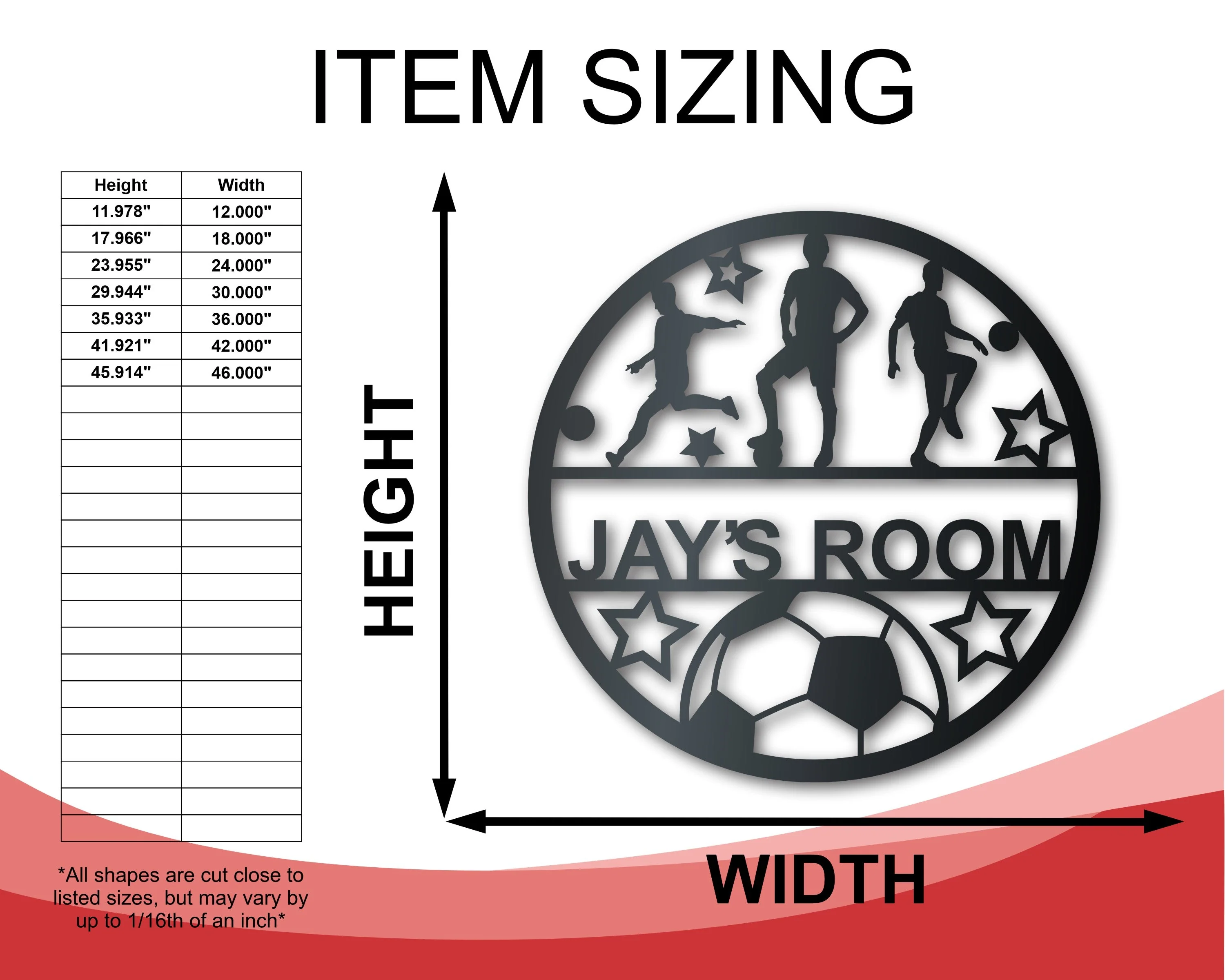 Custom Metal Boys Soccer Monogram Wall Art - Metal Sports Sign - 14 Color Options - Image 2