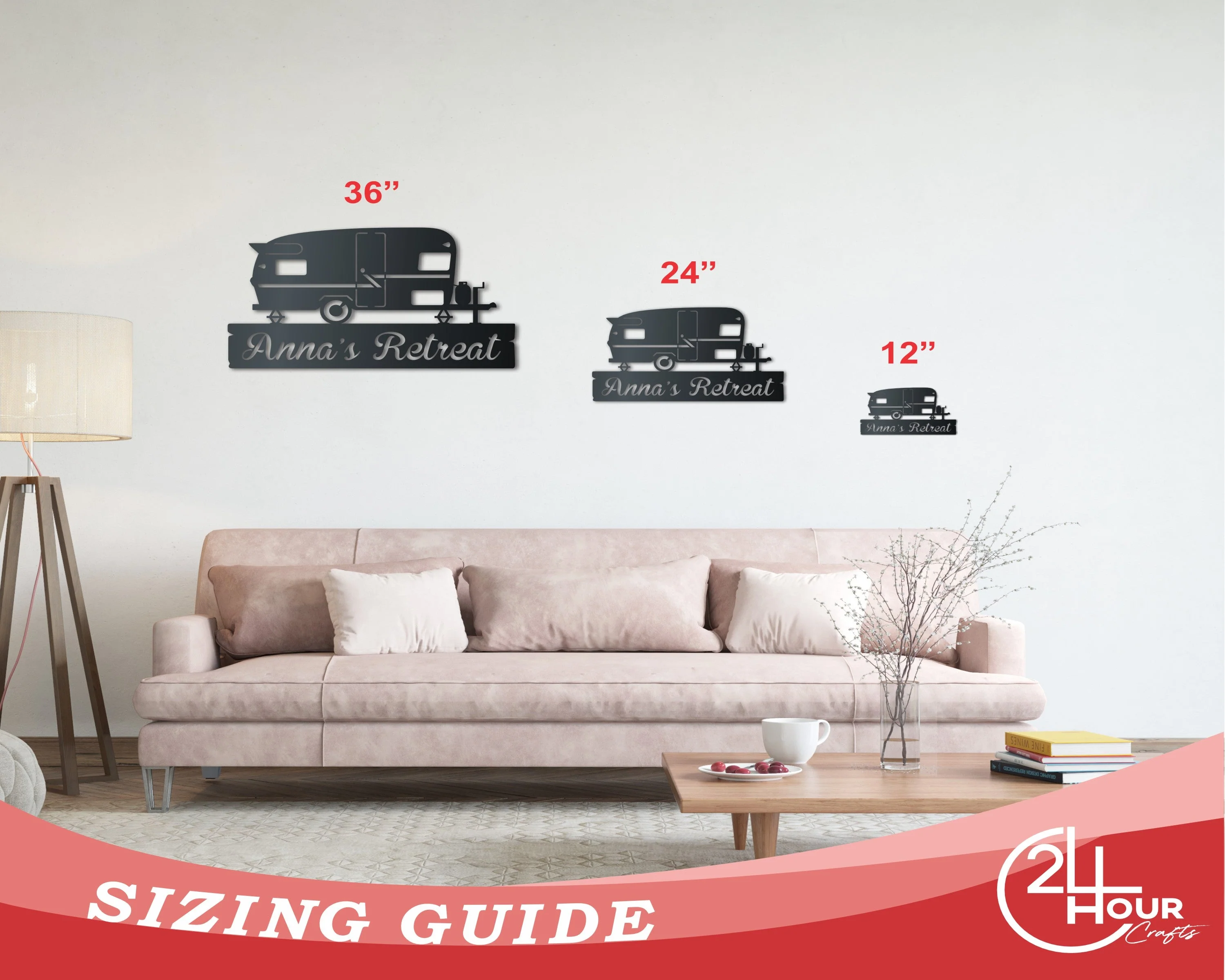 Custom Metal Camper Van Monogram Wall Art | Indoor Outdoor | Up to 46" | Over 20 Color Options - Image 3