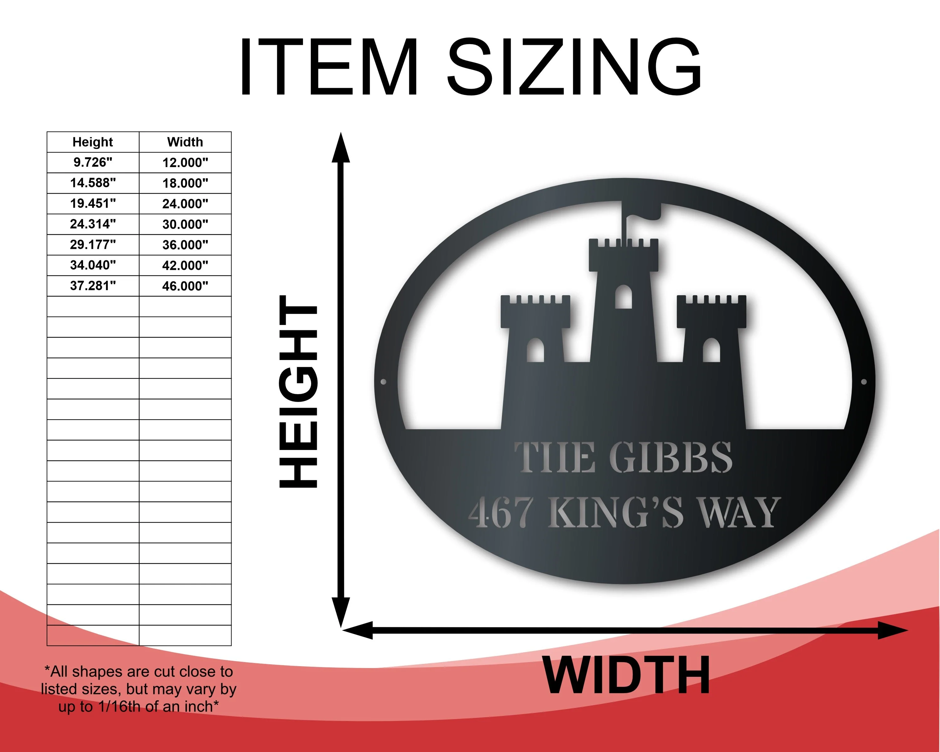Custom Metal Castle Fort Address Wall Art | Medieval Metal Sign | Indoor Outdoor | Up to 46" | Over 20 Color Options - Image 2