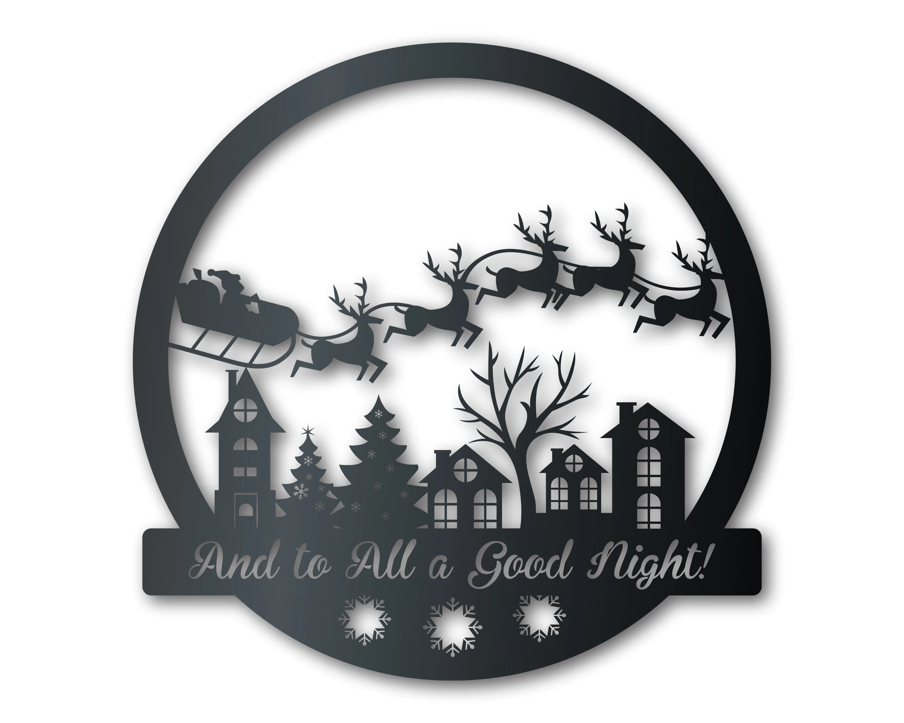 Custom Metal Christmas Night Santa's Sleigh Wall Art | Indoor Outdoor | Up to 36" | Over 20 Color Options
