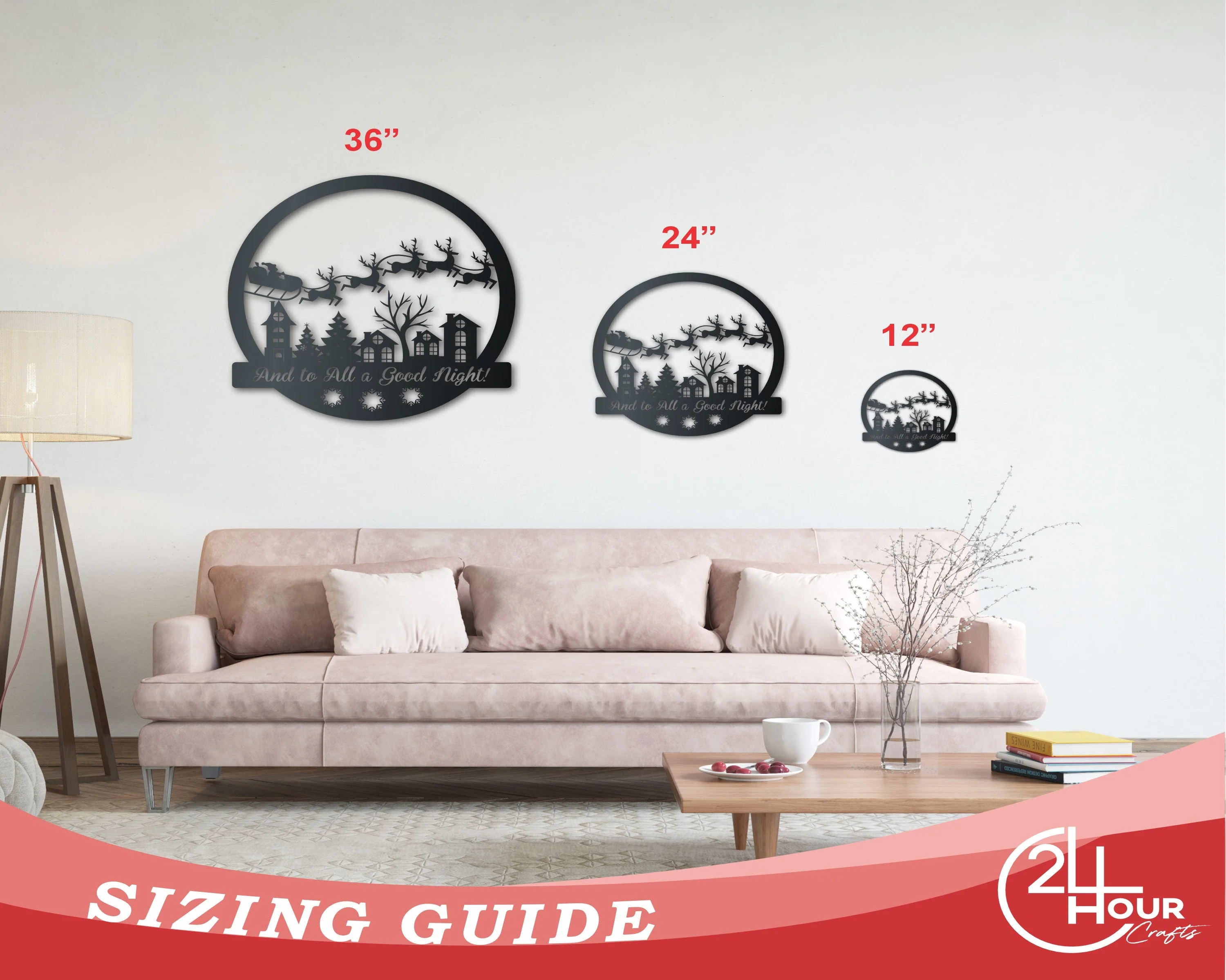 Custom Metal Christmas Night Santa's Sleigh Wall Art | Indoor Outdoor | Up to 36" | Over 20 Color Options - Image 3