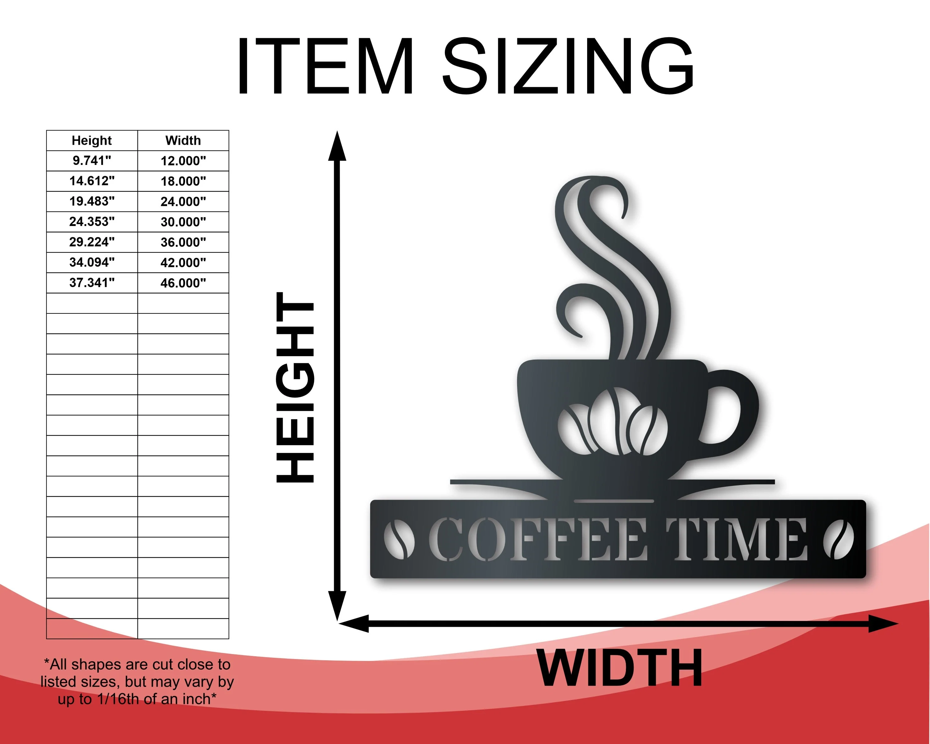 Custom Metal Coffee Bean Wall Art | Indoor Outdoor | Up to 46" | Over 20 Color Options - Image 2