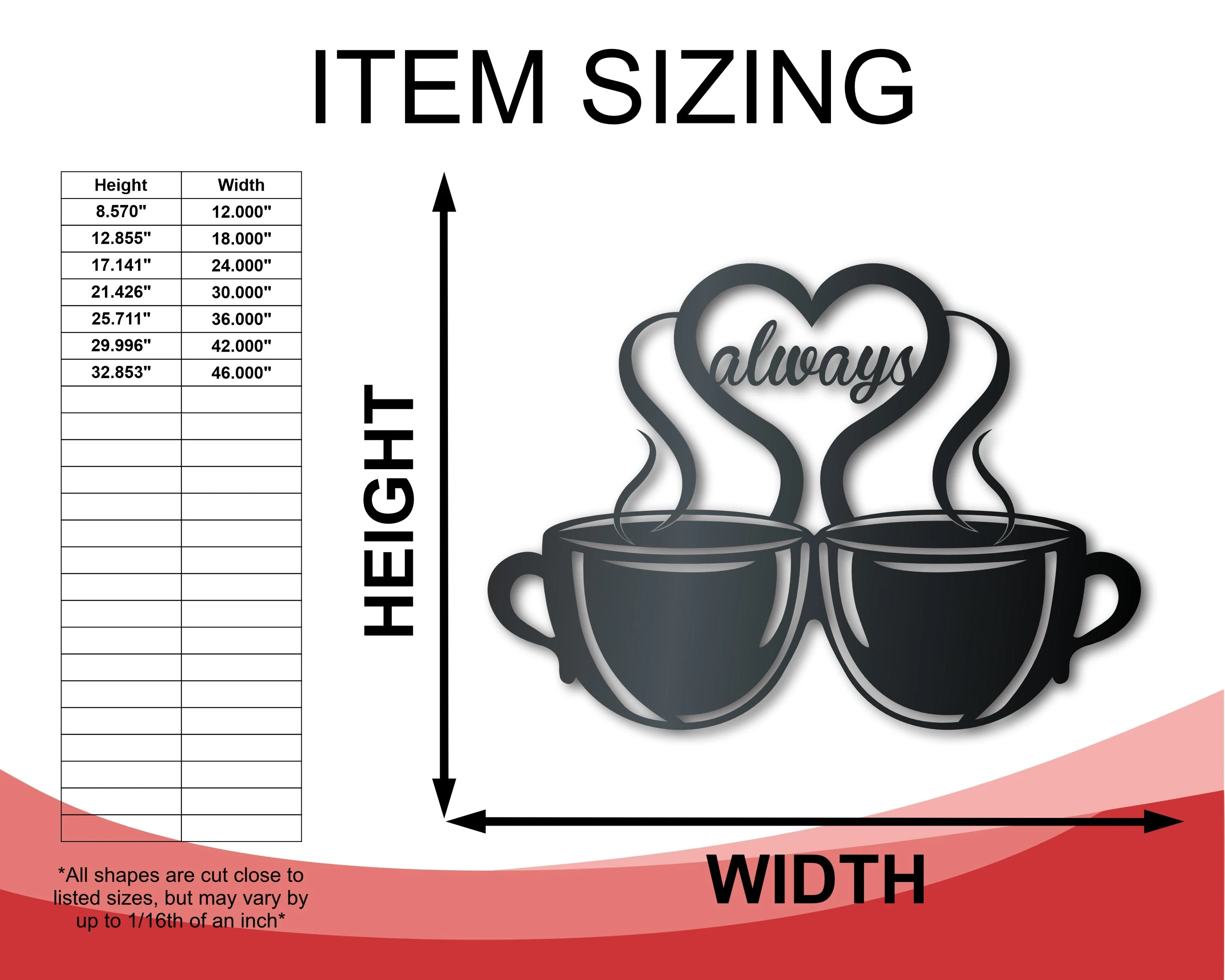 Custom Metal Coffee Love Wall Art - Metal Coffee Sign - 14 Color Options - Image 2