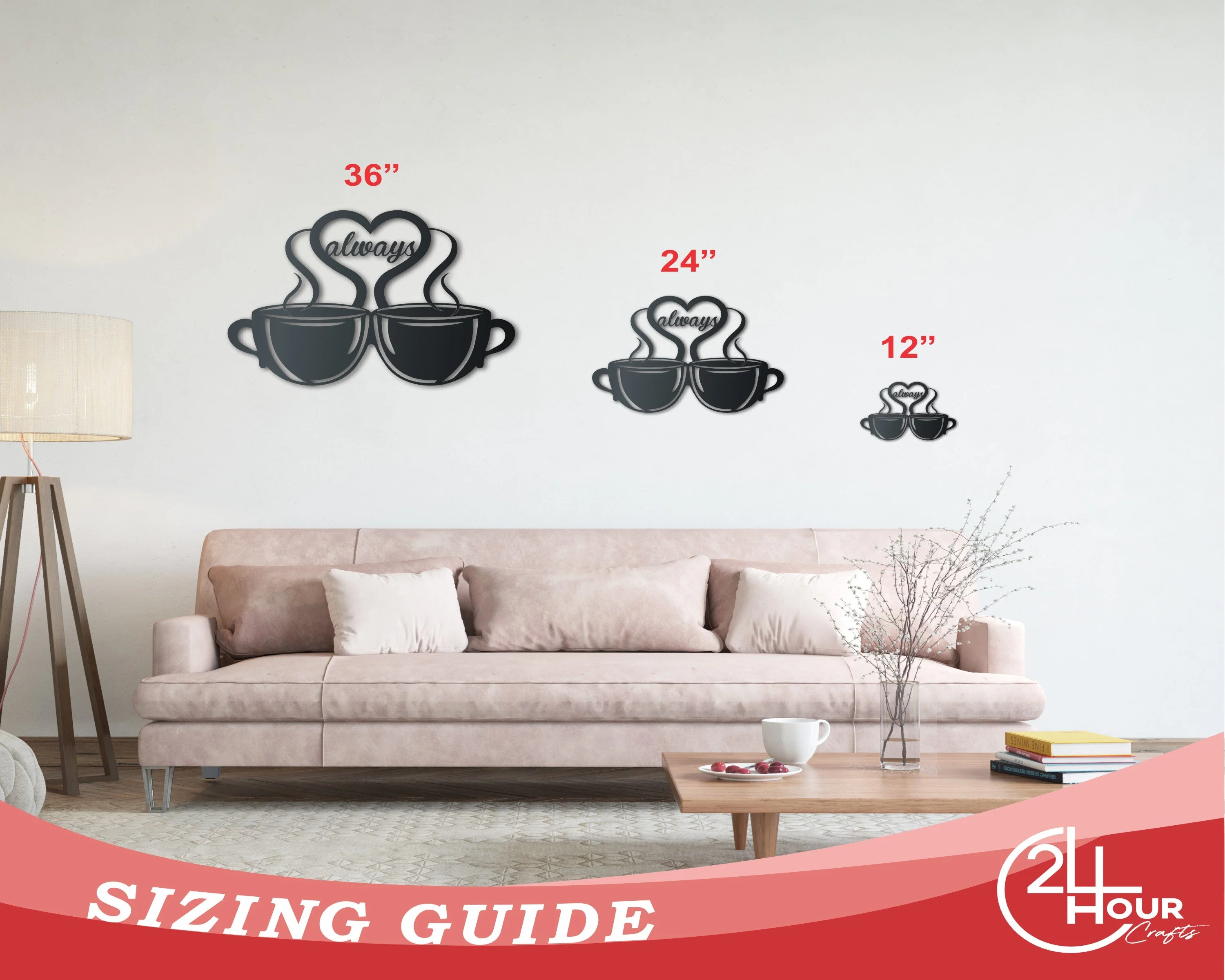 Custom Metal Coffee Love Wall Art - Metal Coffee Sign - 14 Color Options - Image 3
