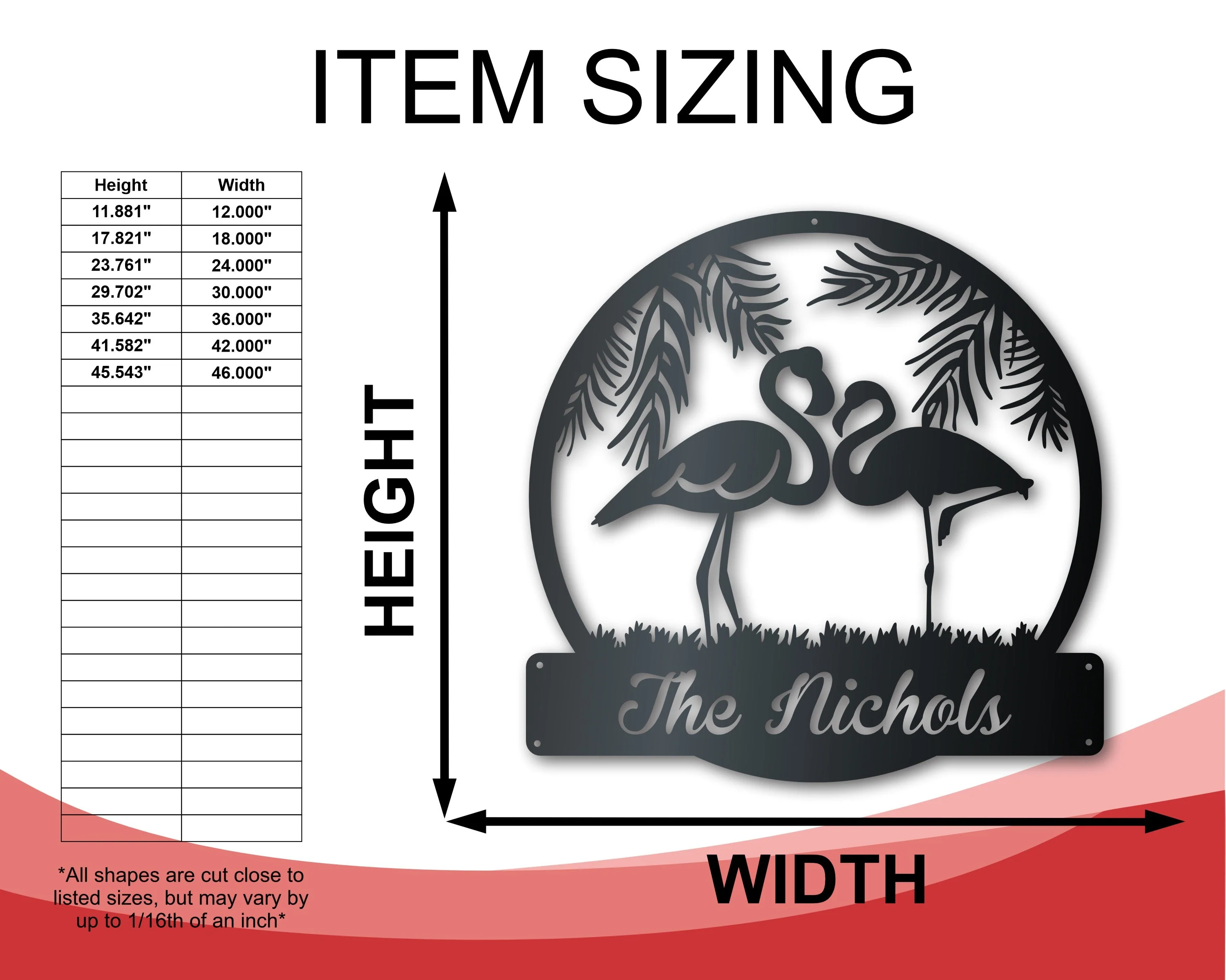 Custom Metal Flamingo Couple Wall Art - Custom Metal Sign - 14 Color Options - Image 2