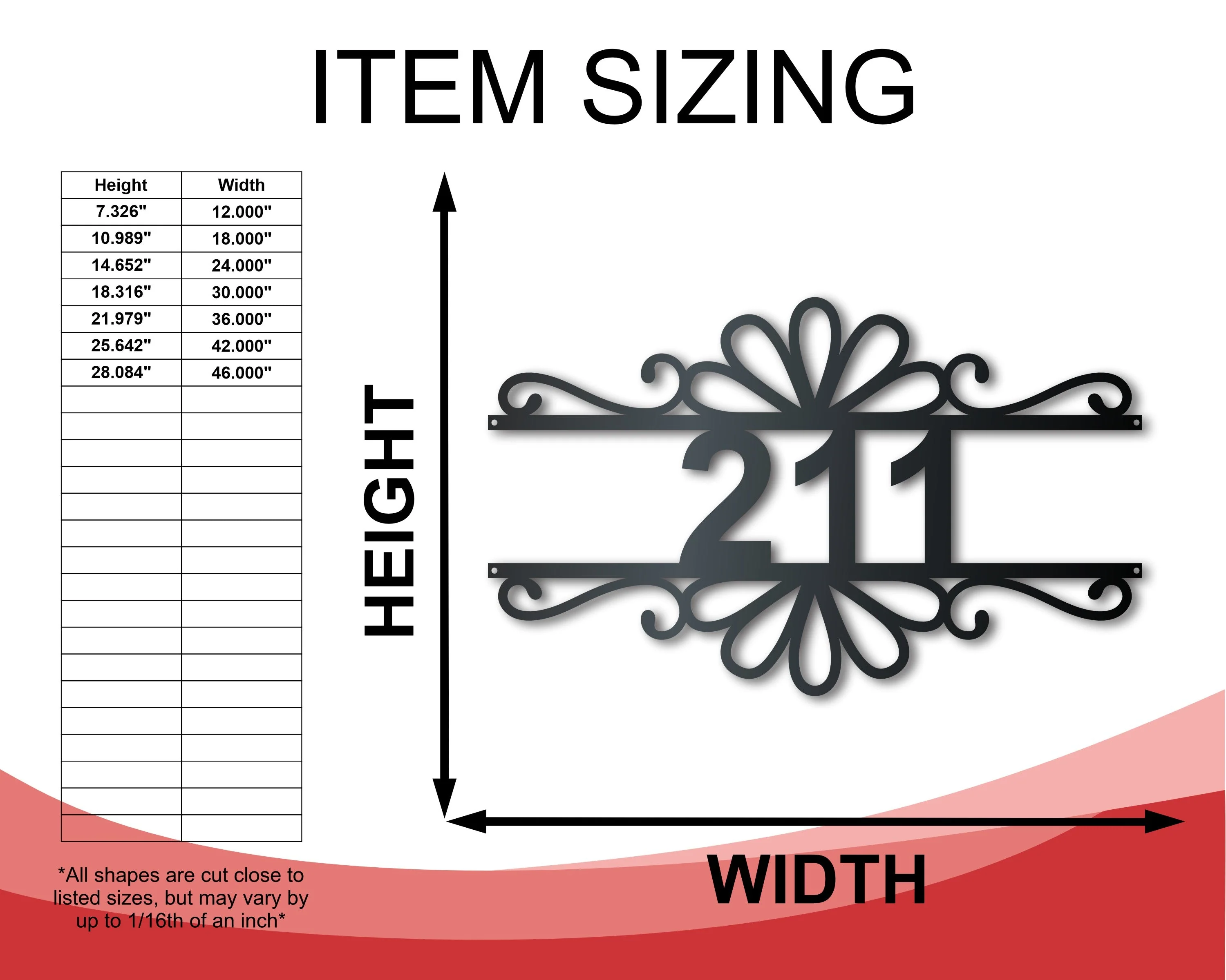 Custom Metal Flourish Address Wall Art | House Number Sign | Indoor Outdoor | Up to 46" | Over 20 Color Options - Image 2