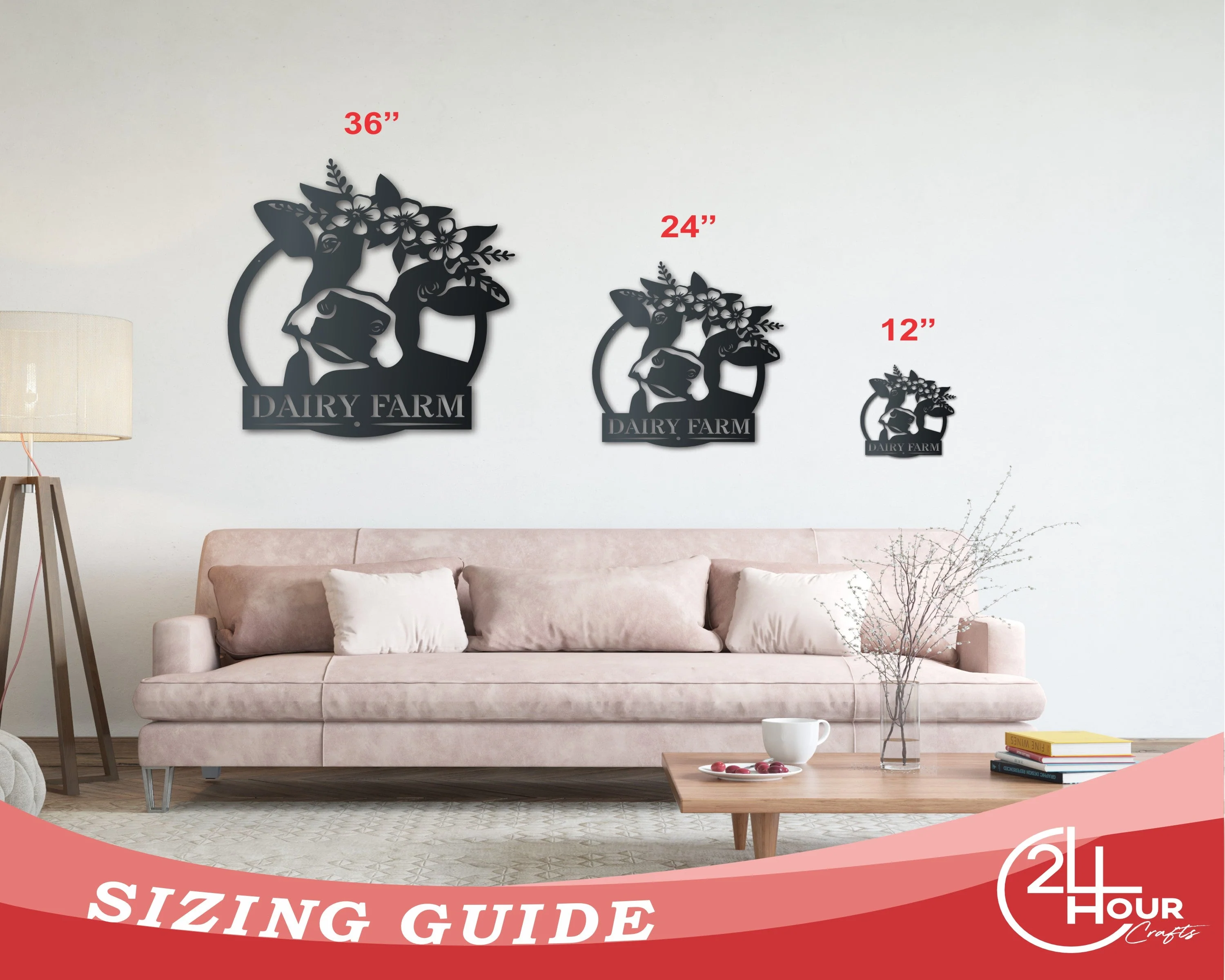 Custom Metal Flower Cow Wall Art | Indoor Outdoor | Up to 30" | Over 20 Color Options - Image 3