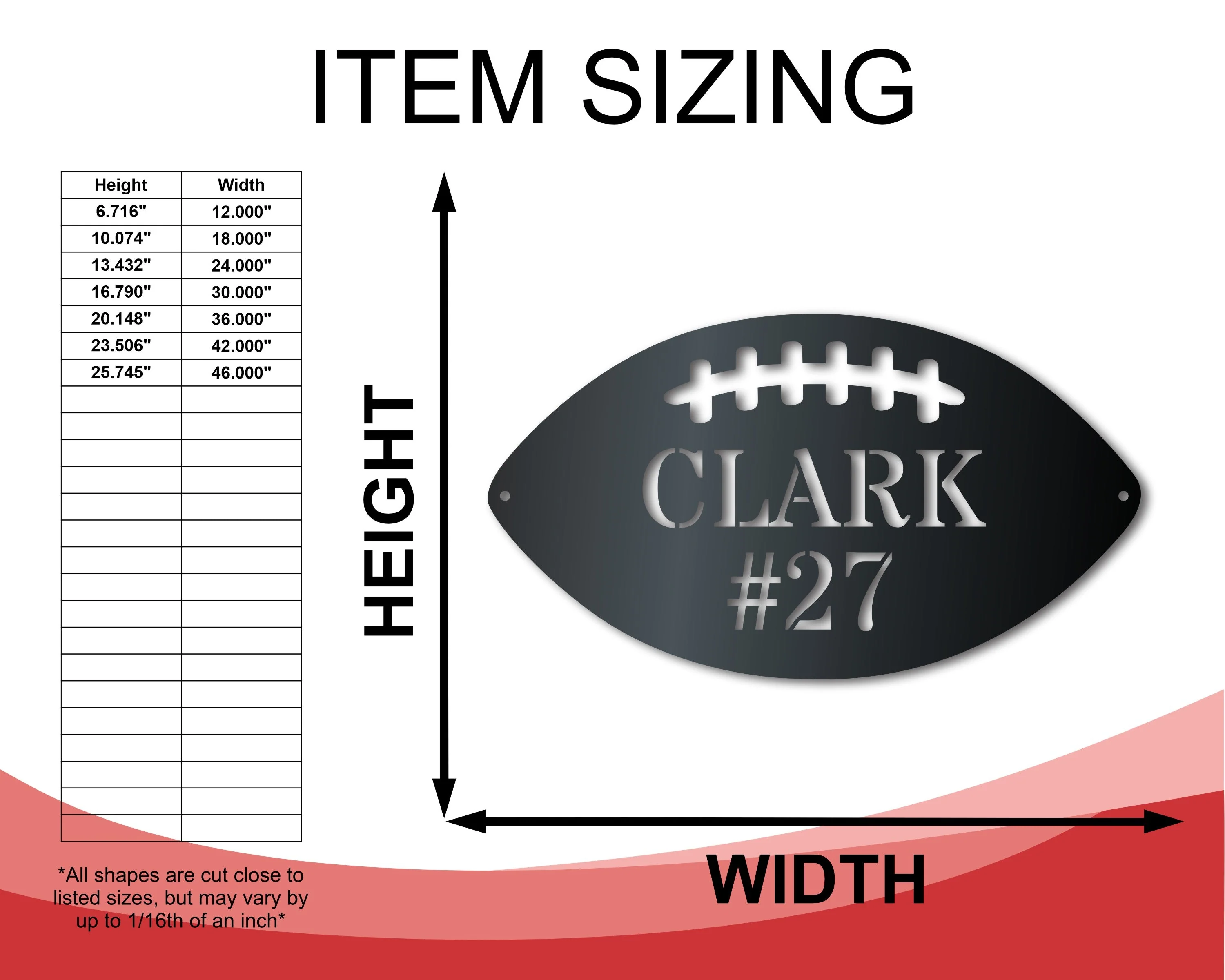 Custom Metal Football Wall Art - Metal Sports Sign - 14 Color Options - Image 2