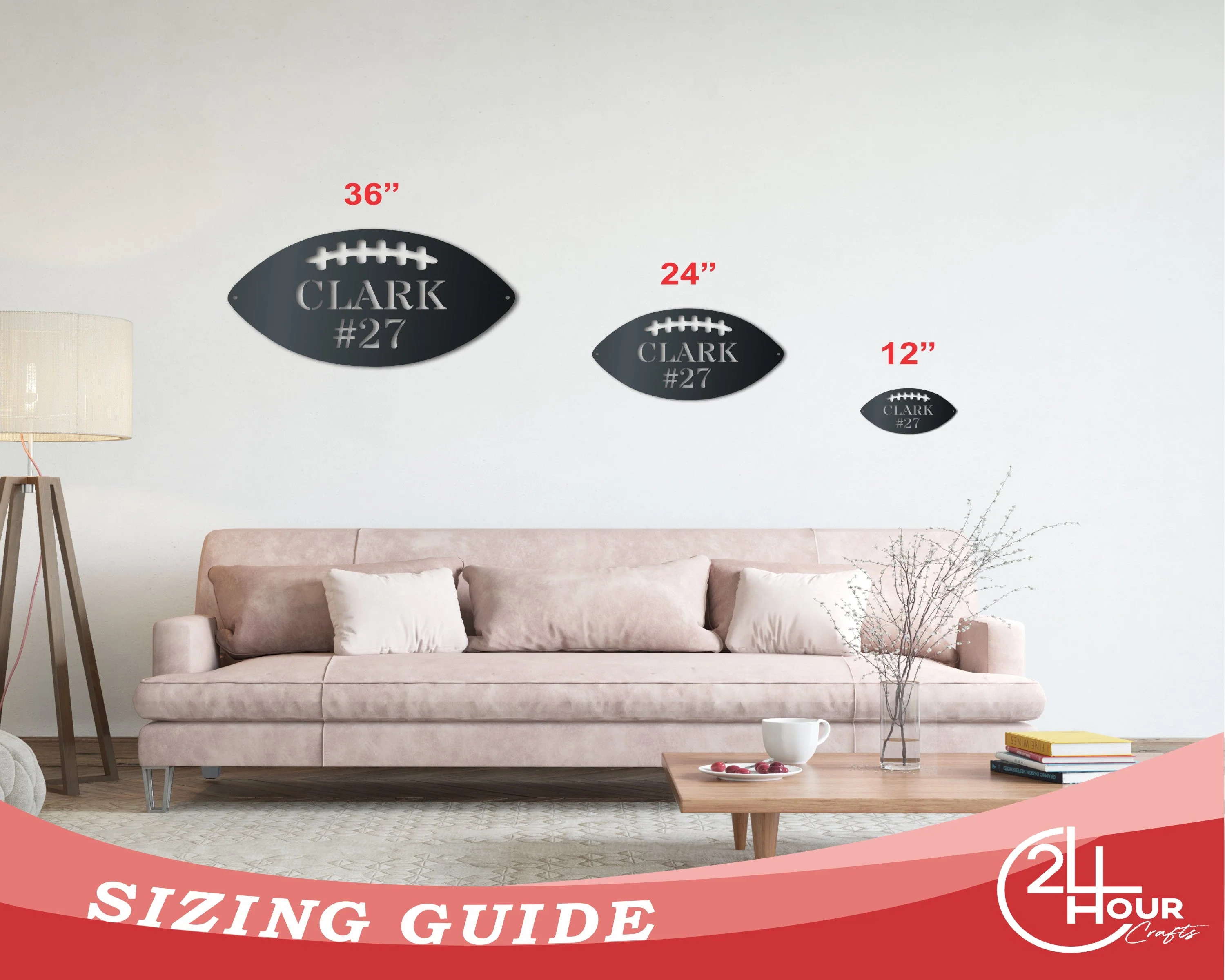 Custom Metal Football Wall Art - Metal Sports Sign - 14 Color Options - Image 3