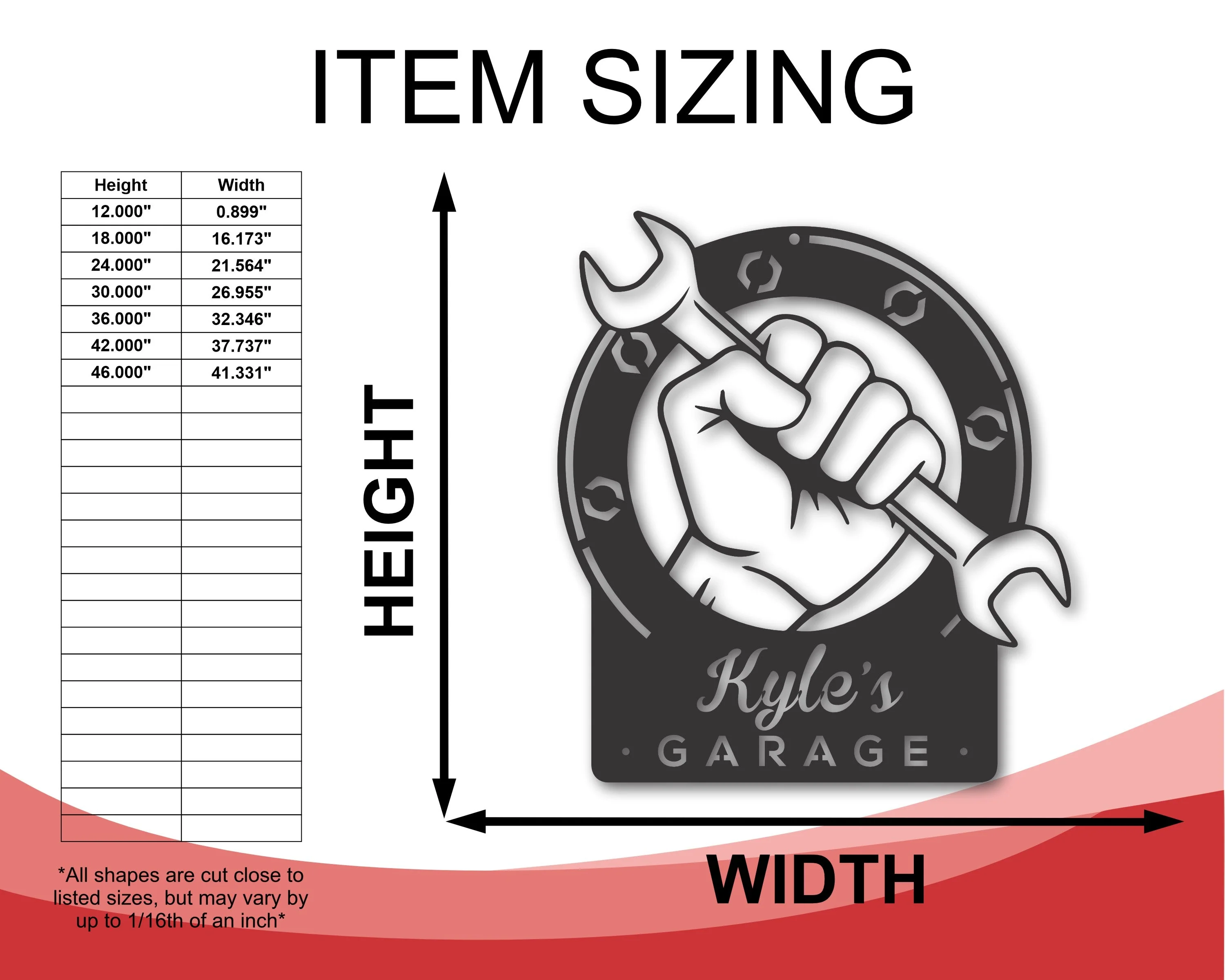 Custom Metal Garage Sign | Personalized Metal Garage Wrench Sign | Personalized Metal Garage Decor | 15 Color Options - Image 2