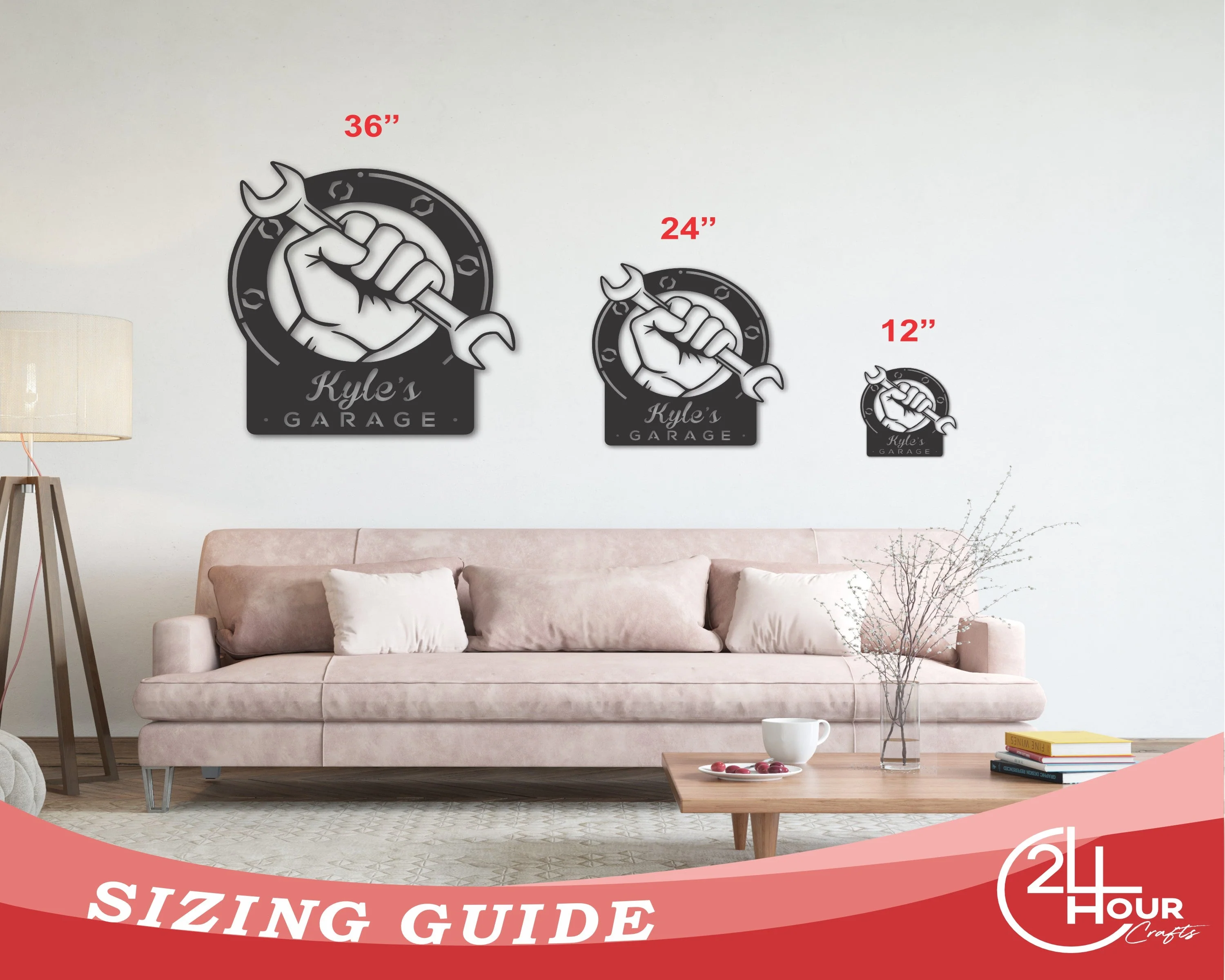 Custom Metal Garage Sign | Personalized Metal Garage Wrench Sign | Personalized Metal Garage Decor | 15 Color Options - Image 3