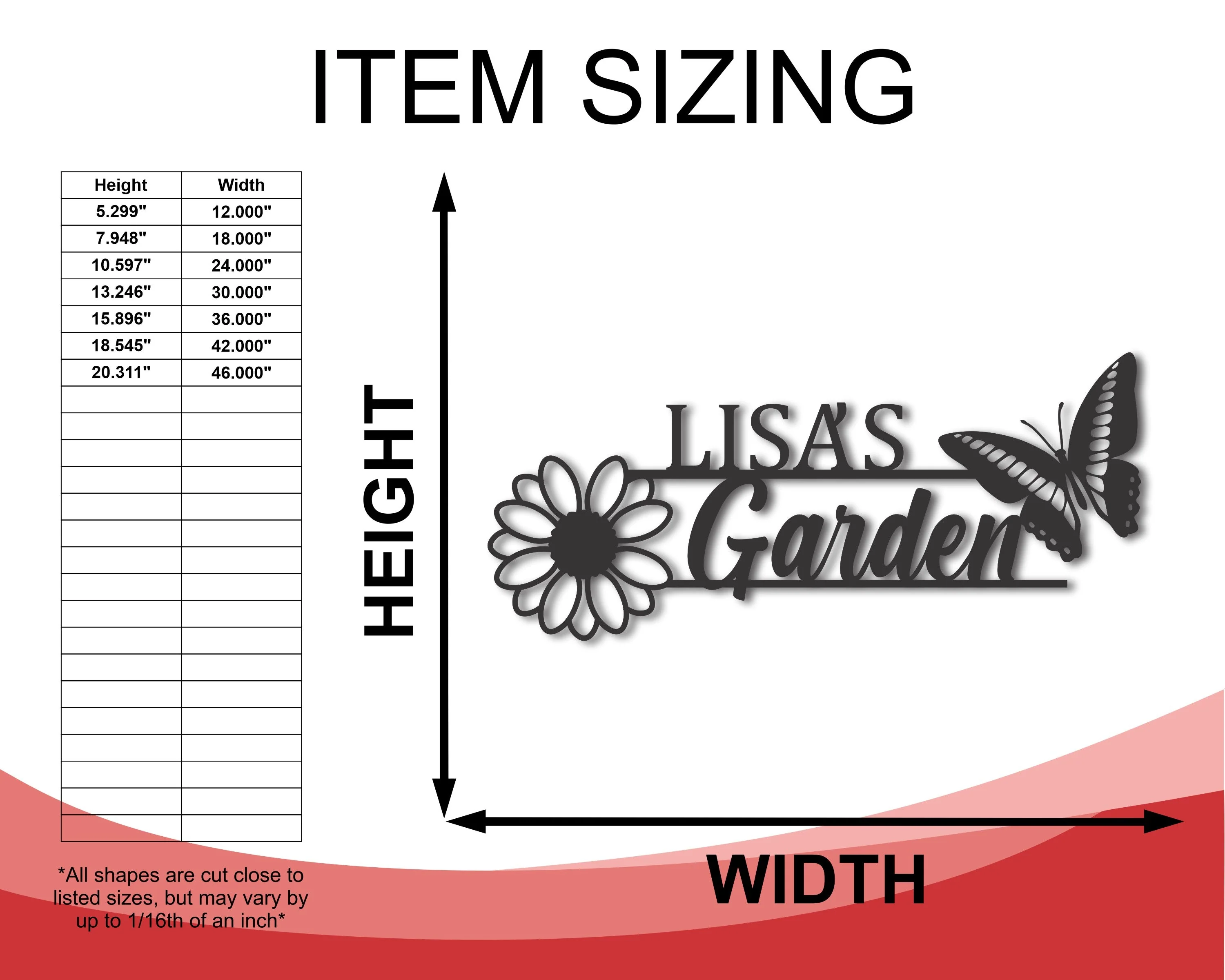 Custom Metal Garden Sign | Personalized Floral Butterfly Garden Art | Indoor Outdoor | Up to 46" | Over 20 Color Options - Image 2