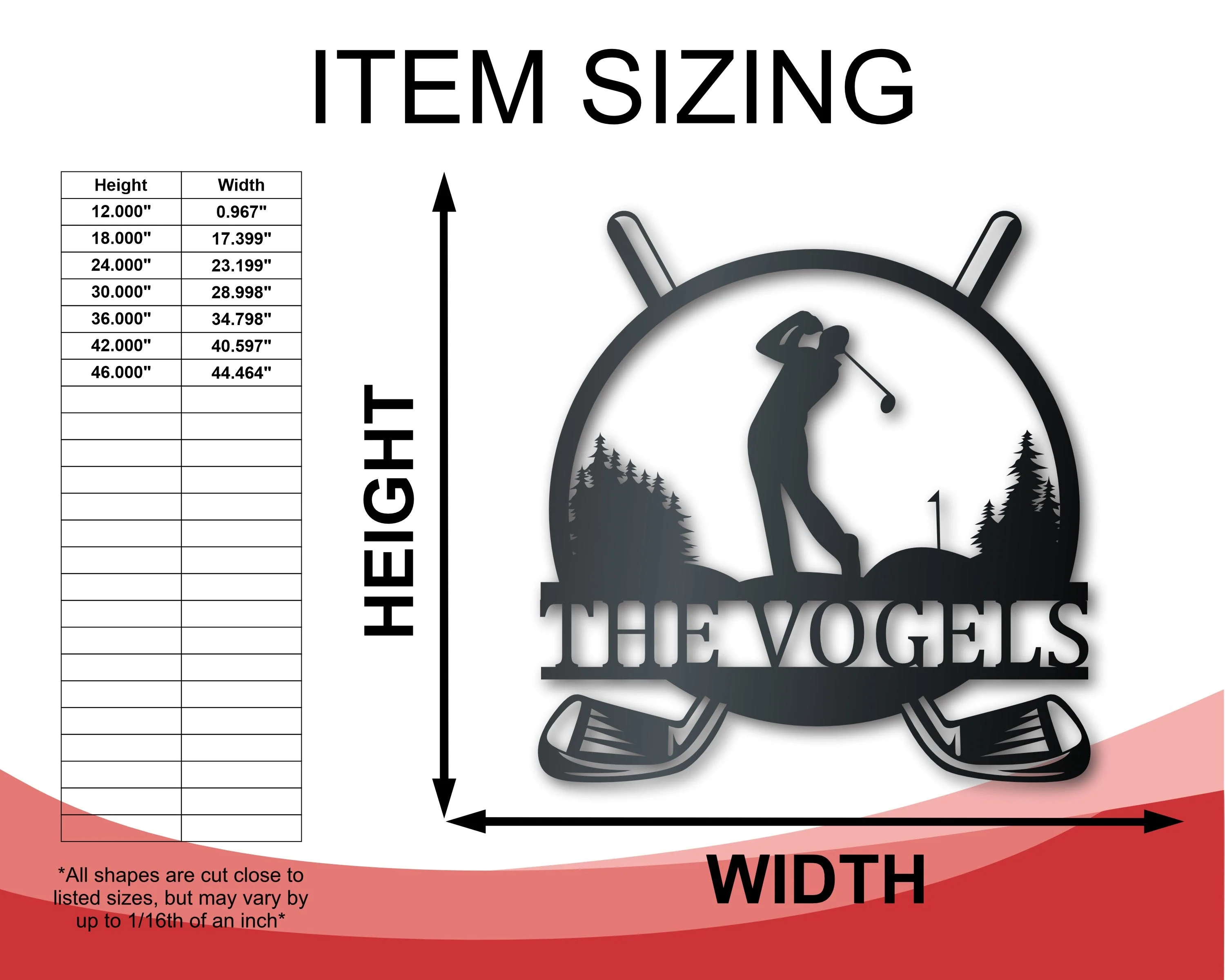 Custom Metal Golfing Monogram Wall Art - Custom Metal Sports Sign - 14 Color Options - Image 2