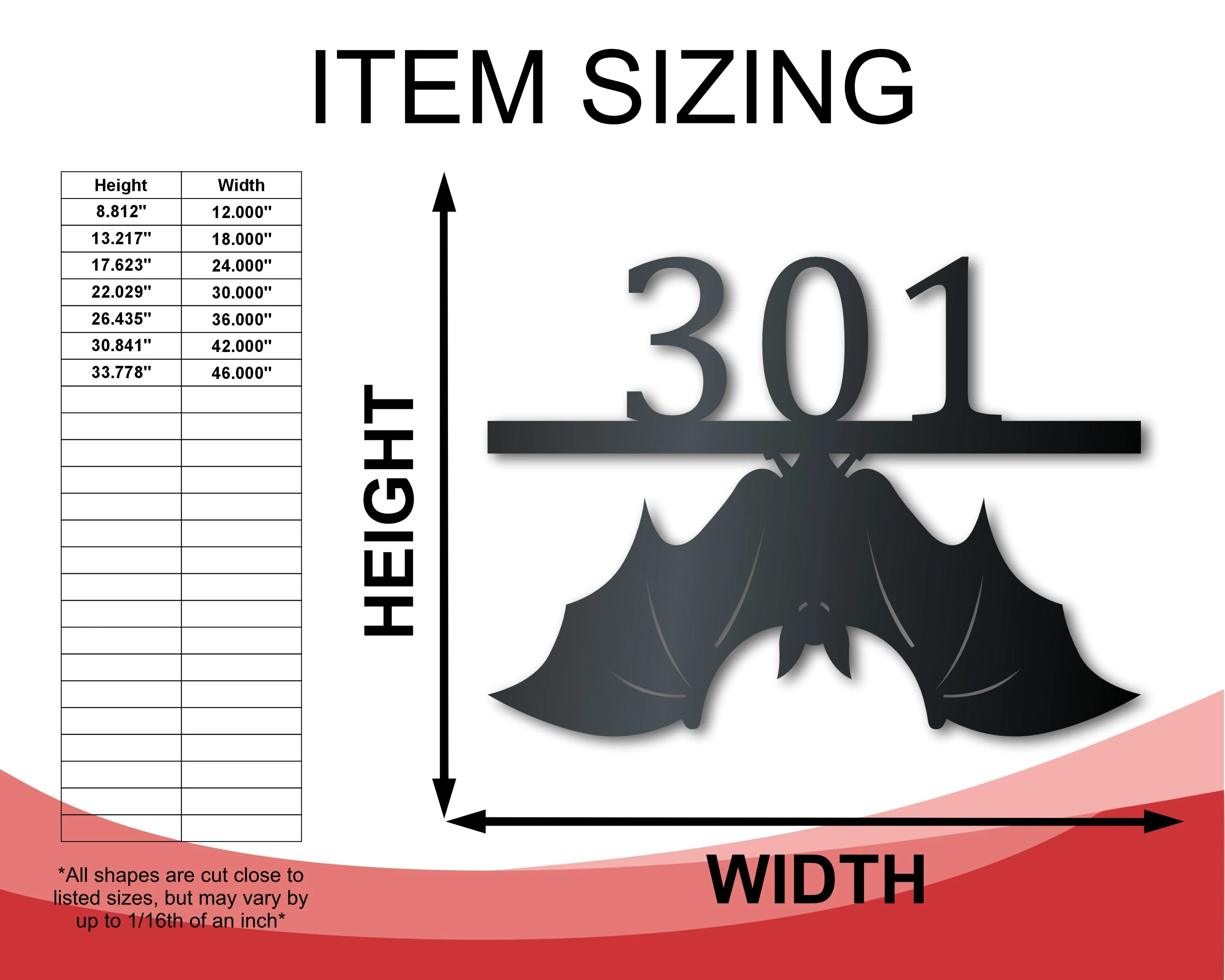 Custom Metal Hanging Bat Wall Art | Halloween | Indoor Outdoor | Up to 36" | Over 20 Color Options - Image 2