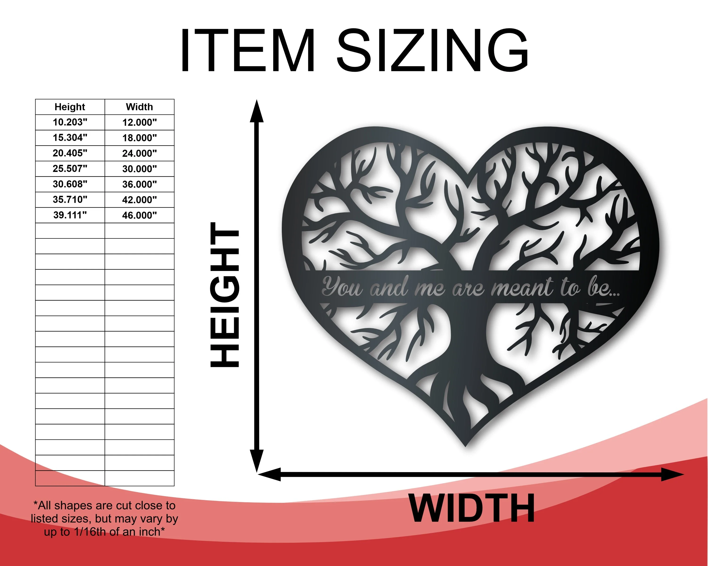 Custom Metal Heart Tree Wall Art - Metal Sign - 14 Color Options - Valentine's Day - Wedding - Anniversary - Image 2