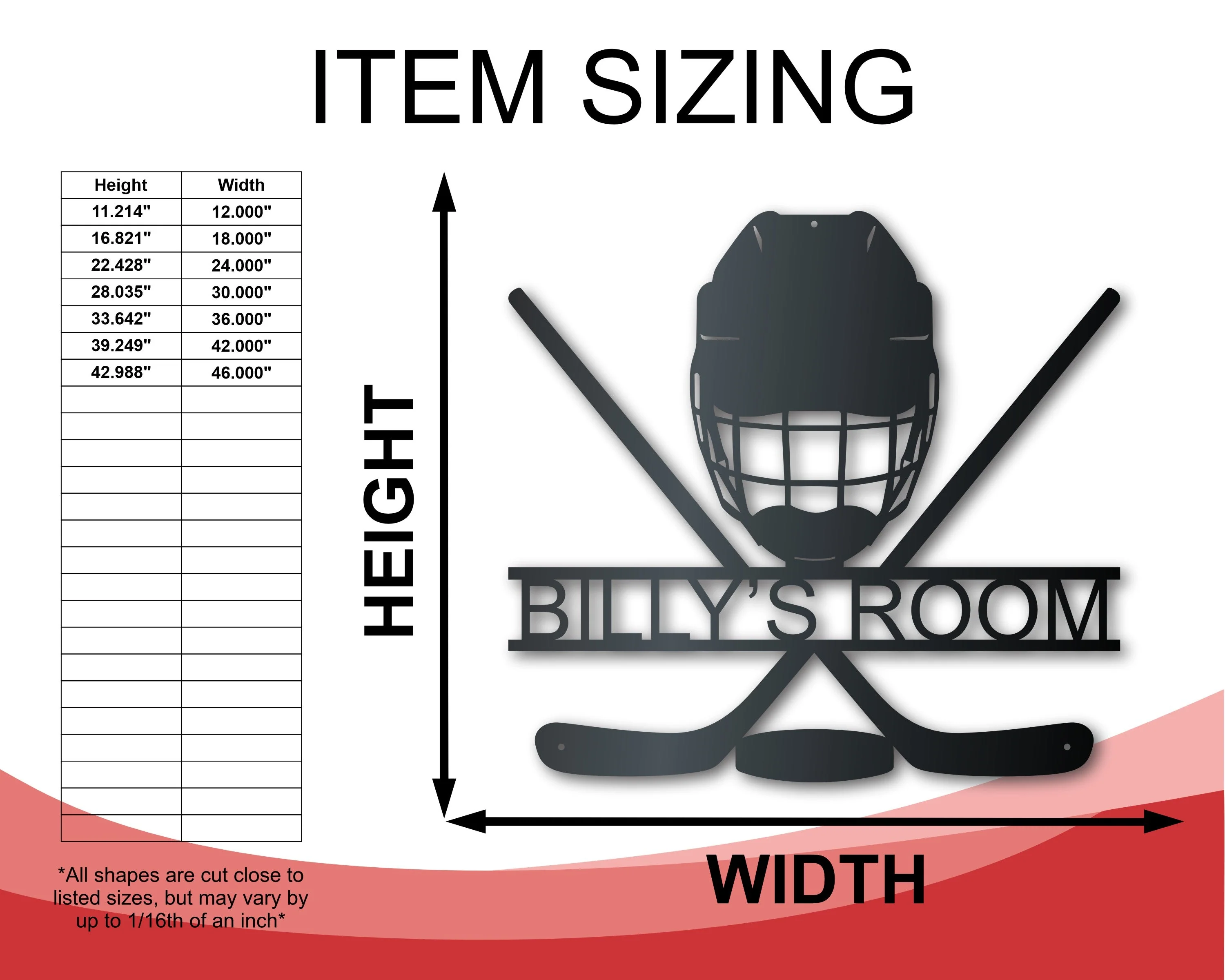Custom Metal Hockey Wall Art - Metal Sports Sign - 14 Color Options - Image 2