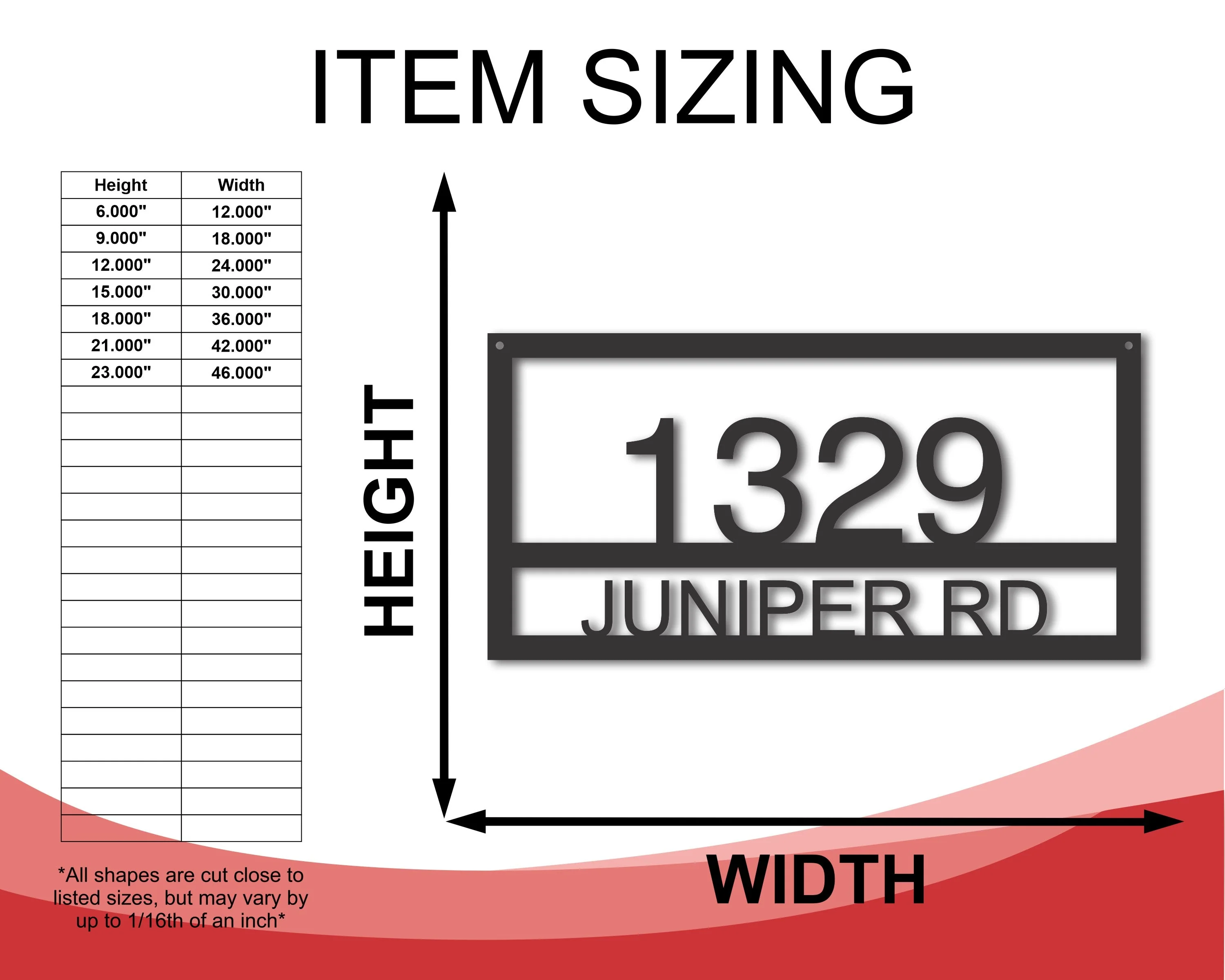 Custom Metal House Address Sign | Indoor Outdoor | Up to 46" | Over 20 Color Options - Image 2
