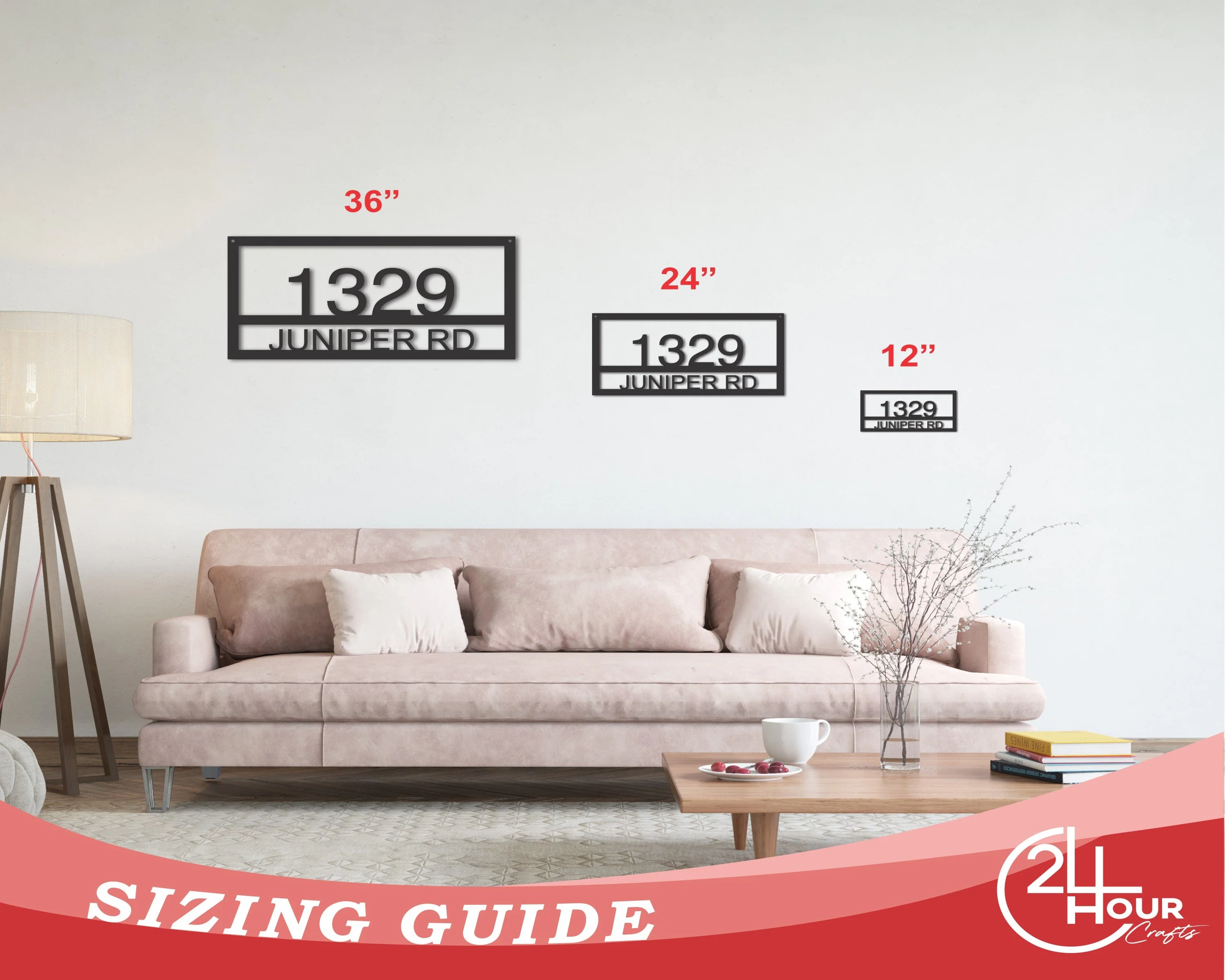 Custom Metal House Address Sign | Indoor Outdoor | Up to 46" | Over 20 Color Options - Image 3