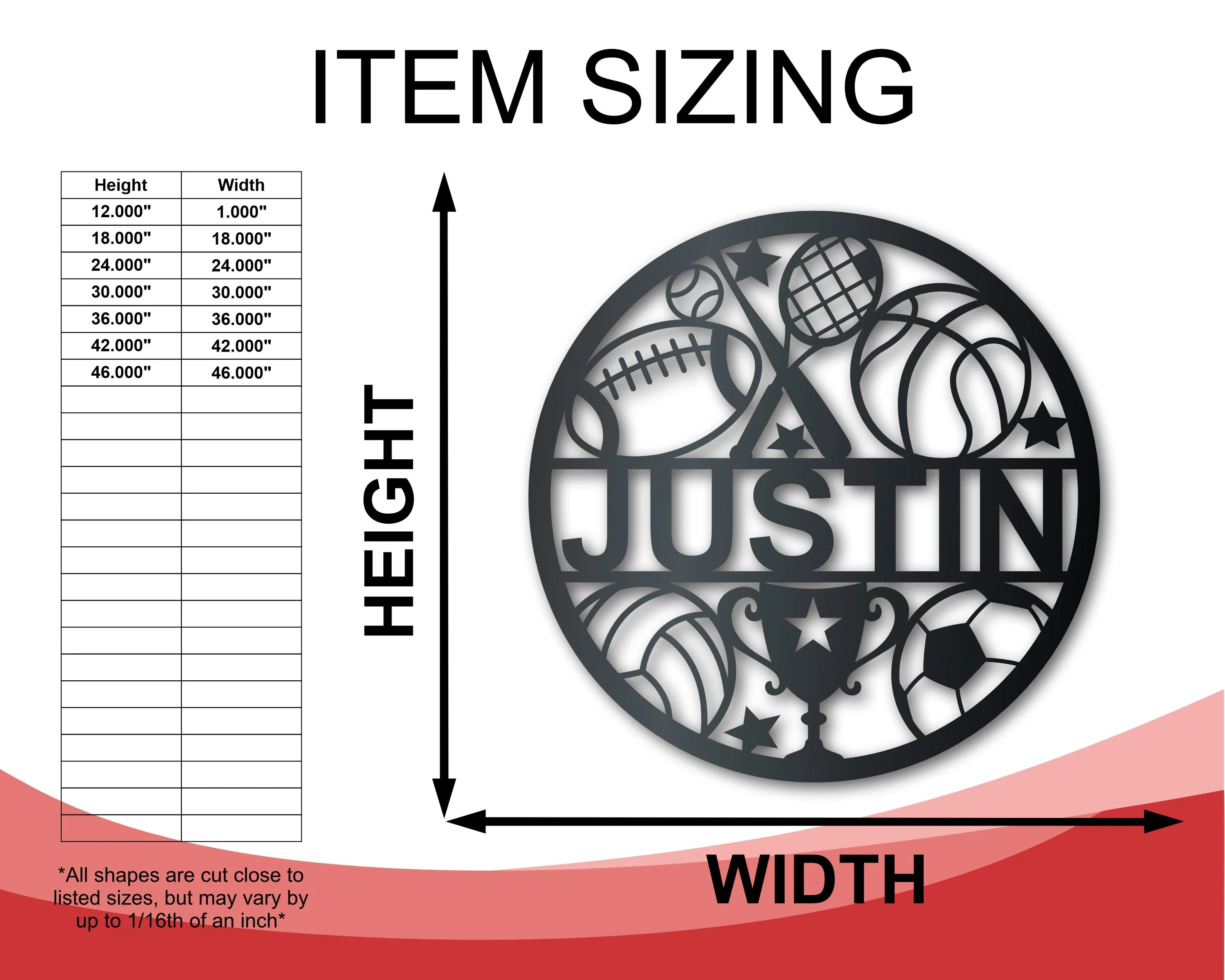 Custom Metal Kids Sports Wall Art - Custom Metal Sports Sign - 14 Color Options - Image 2