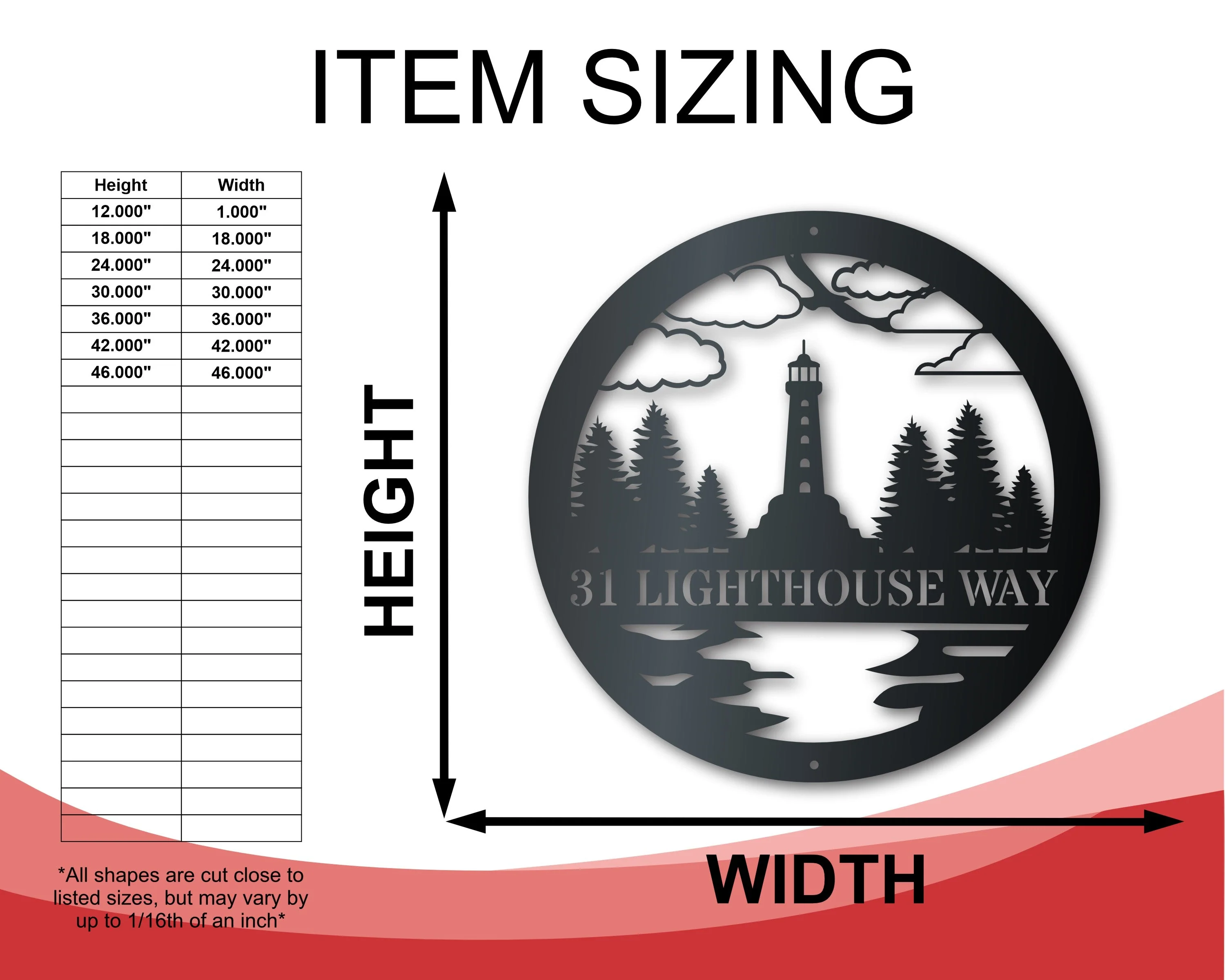 Custom Metal Lighthouse Forest Wall Art | Nautical Coastal Sign | Indoor Outdoor | Up to 46" | Over 20 Color Options - Image 2