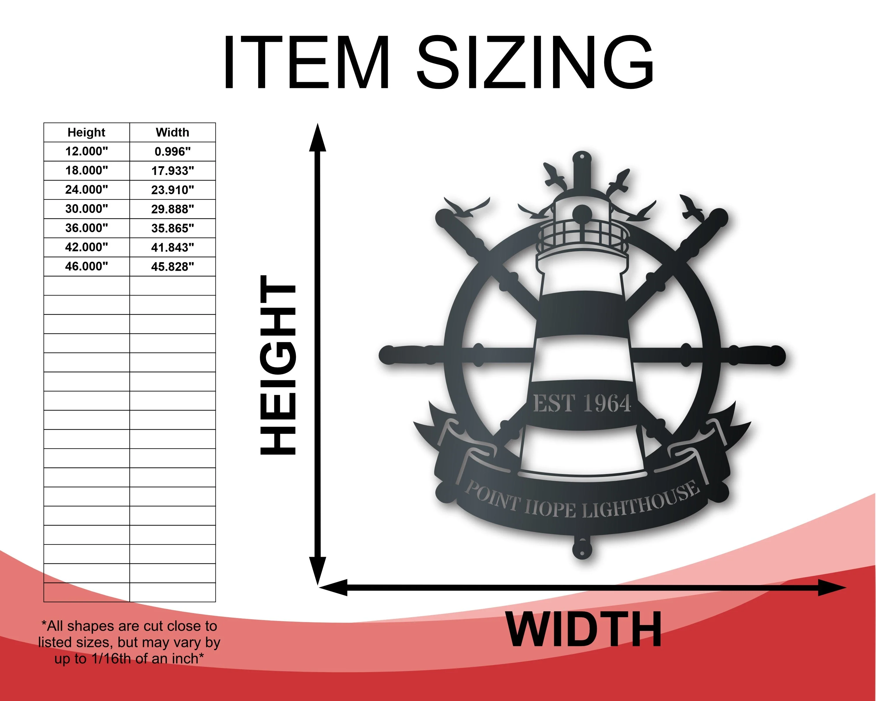 Custom Metal Lighthouse Sign | Nautical Wall Art | Indoor Outdoor | Up to 46" | Over 20 Color Options - Image 2