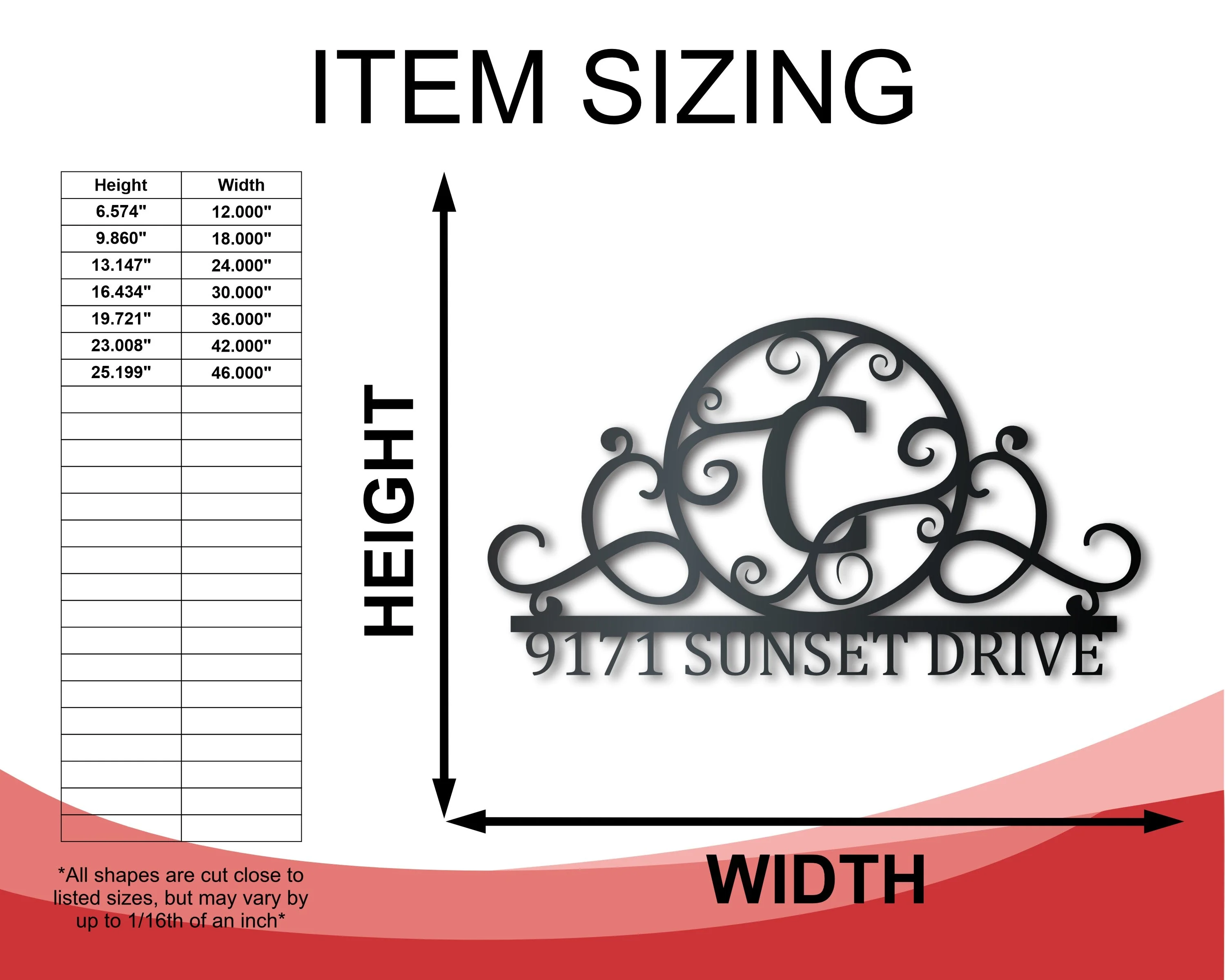 Custom Metal Monogram Address Wall Art | Indoor Outdoor | Up to 46" | Over 20 Color Options - Image 2