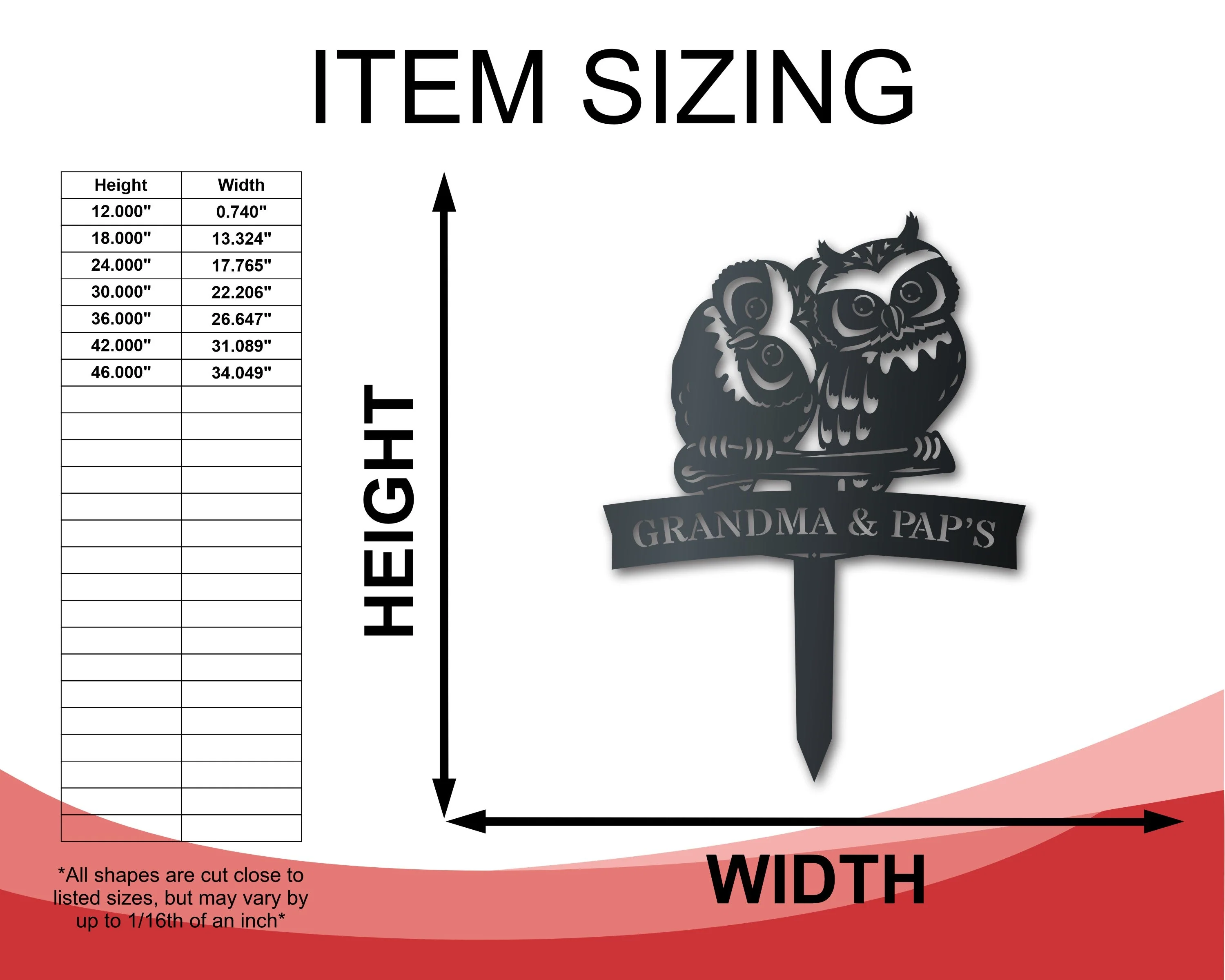 Custom Metal Owl Couple Garden Stake Art - Metal Garden Sign - 14 Color Options - Image 2