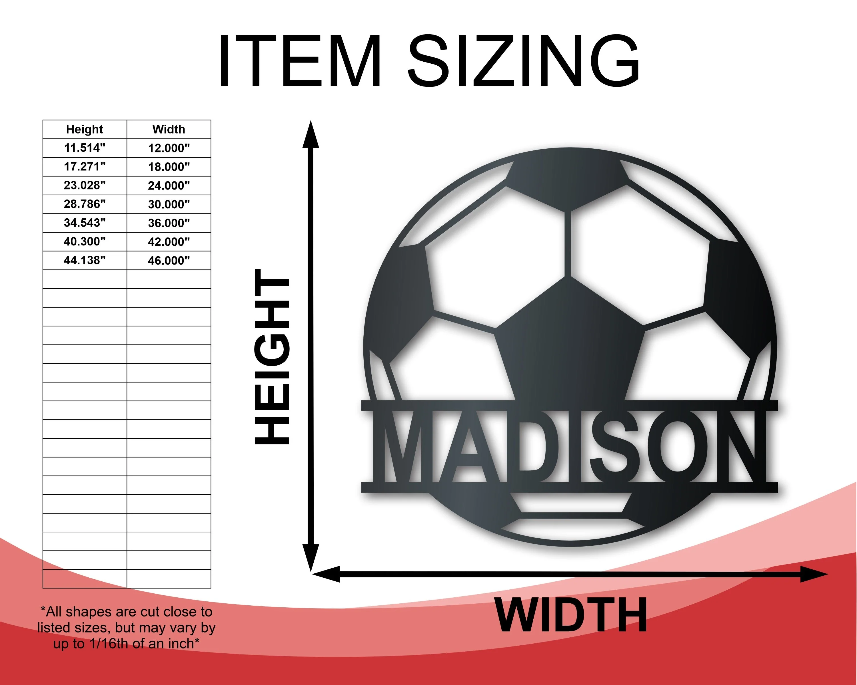 Custom Metal Soccer Monogram Wall Art - Metal Sports Sign - 14 Color Options - Image 2