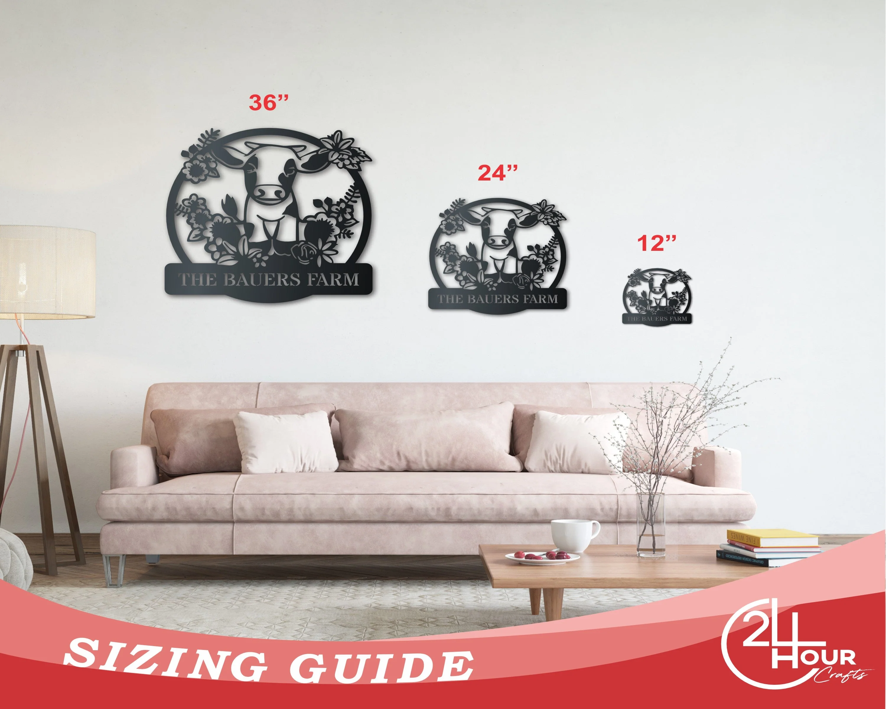 Custom Metal Spring Calf Wall Art | Indoor Outdoor | Up to 46" | Over 20 Color Options - Image 3