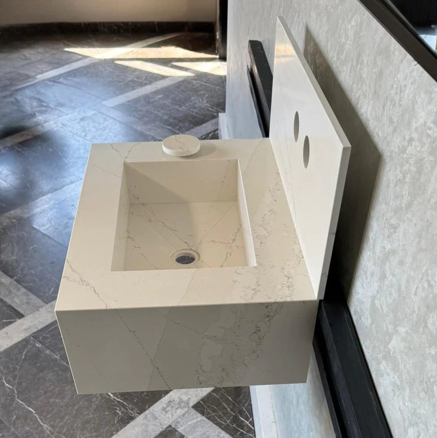 Custom Quartz Bathroom Sink – Handmade Quartz Vessel Sink, Integrated Quartz Countertop Sink, Modern Quartz Vanity Sink (QU-038) - Image 10