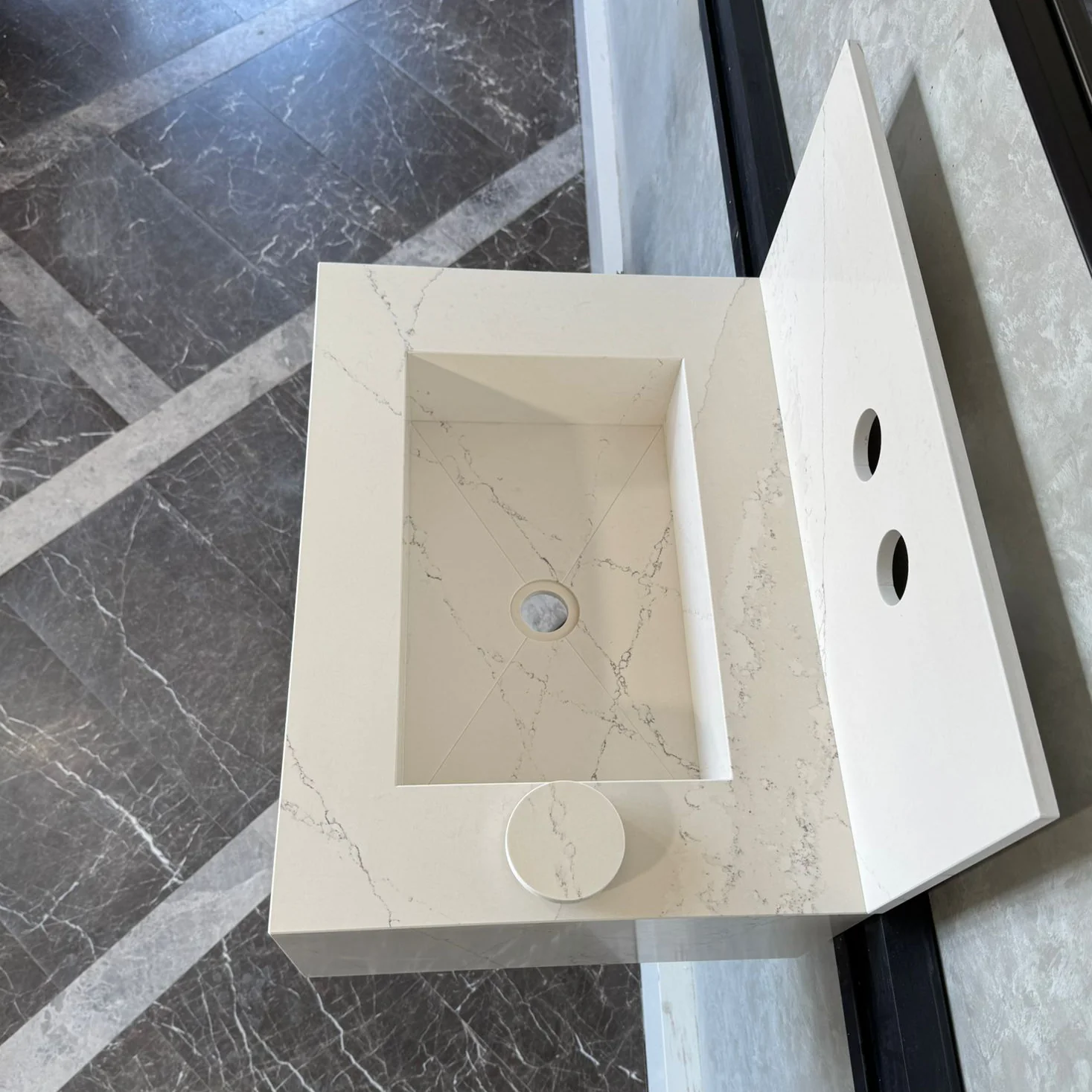 Custom Quartz Bathroom Sink – Handmade Quartz Vessel Sink, Integrated Quartz Countertop Sink, Modern Quartz Vanity Sink (QU-038) - Image 5