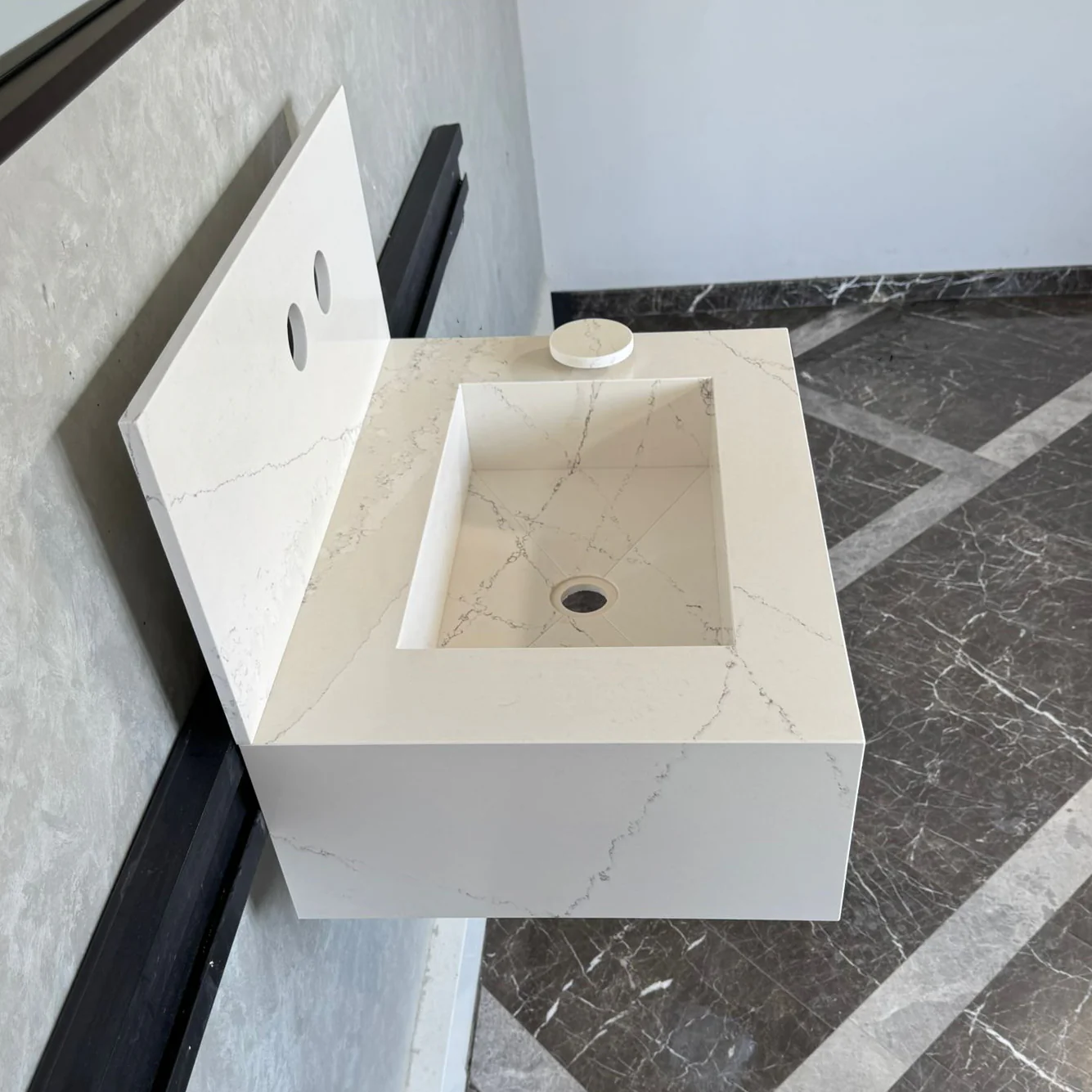 Custom Quartz Bathroom Sink – Handmade Quartz Vessel Sink, Integrated Quartz Countertop Sink, Modern Quartz Vanity Sink (QU-038) - Image 6