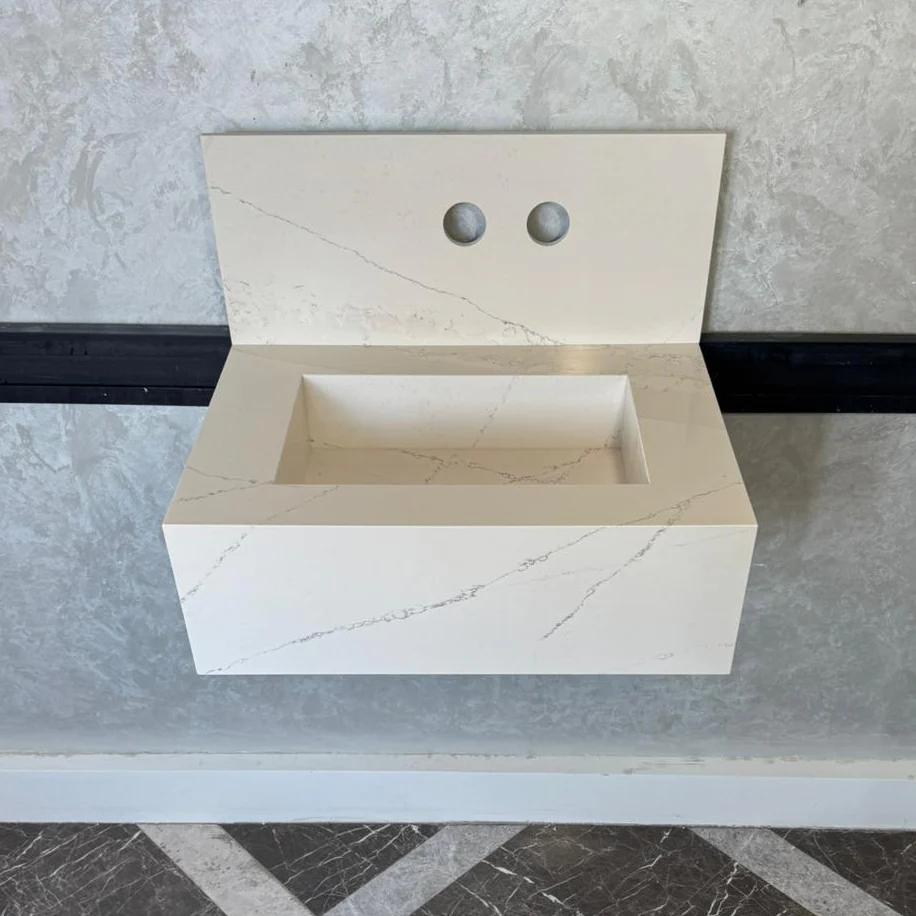 Custom Quartz Bathroom Sink – Handmade Quartz Vessel Sink, Integrated Quartz Countertop Sink, Modern Quartz Vanity Sink (QU-038) - Image 7