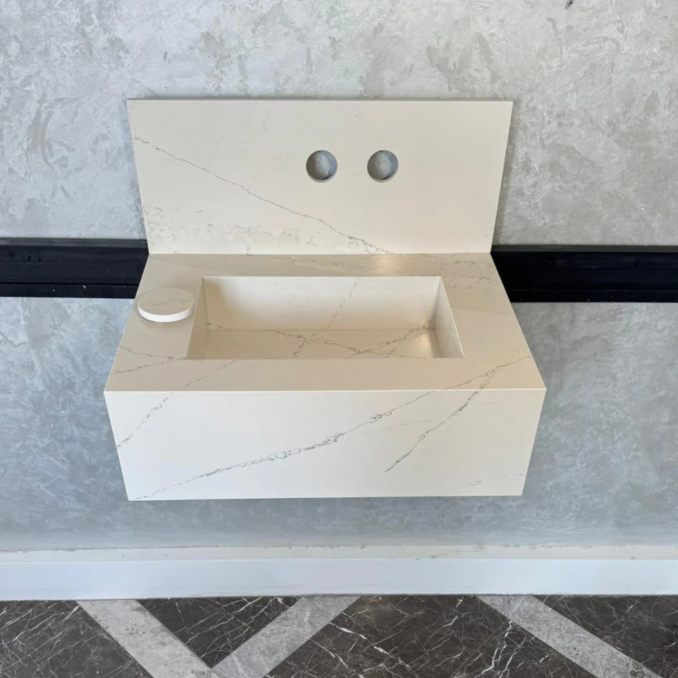 Custom Quartz Bathroom Sink – Handmade Quartz Vessel Sink, Integrated Quartz Countertop Sink, Modern Quartz Vanity Sink (QU-038) - Image 8