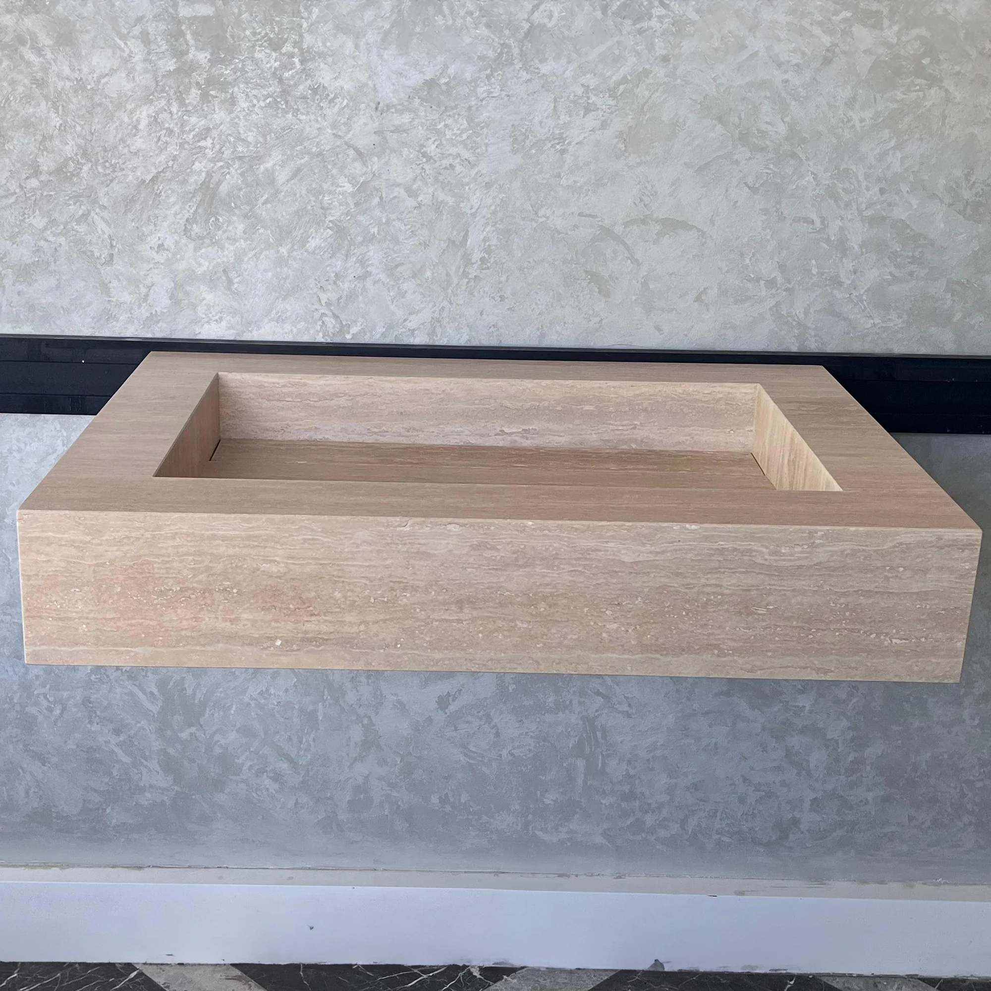 Custom Travertine Sink, Handmade Custom Beige Travertine Sink, Vein Cut Travertine Vanity (TR-66) - Image 10