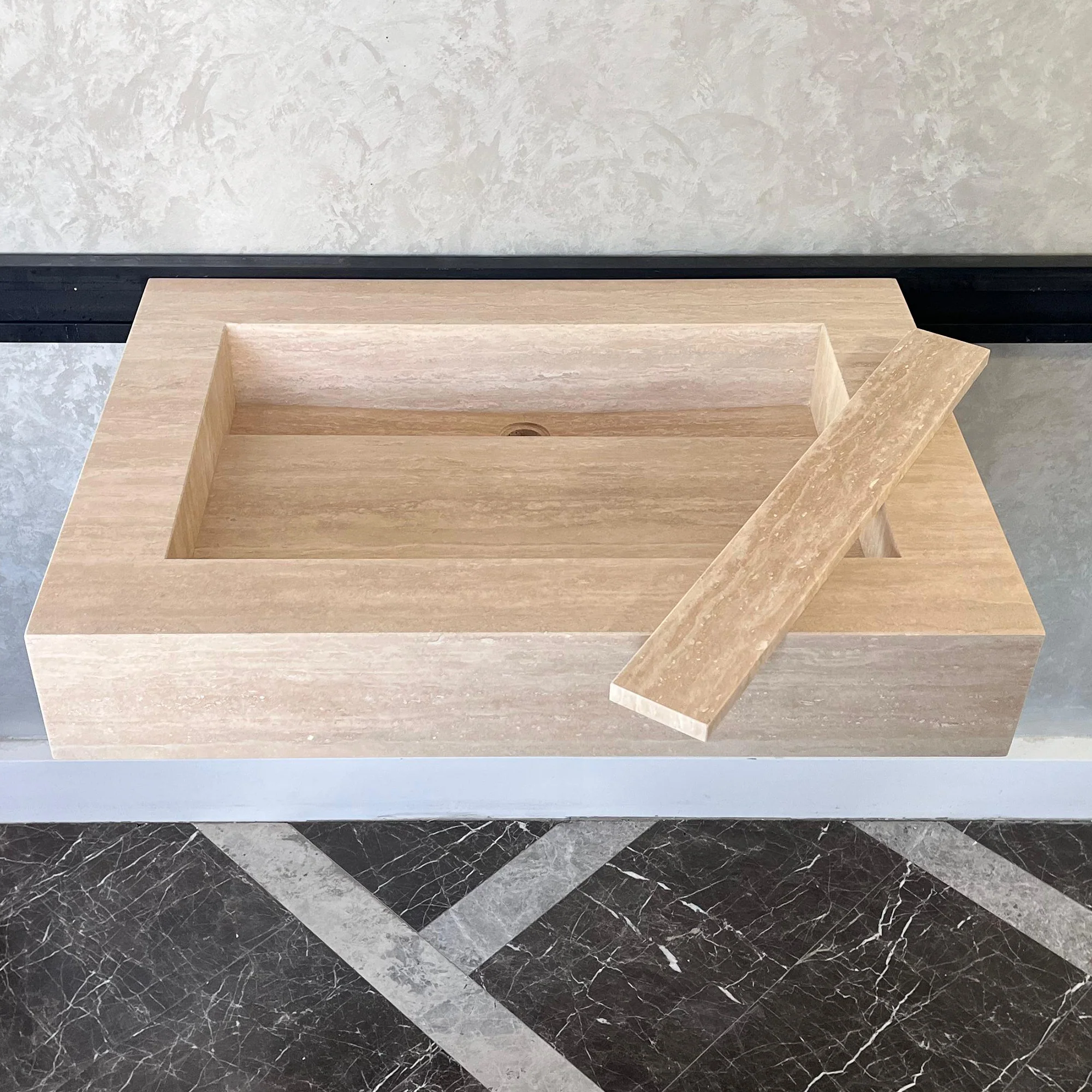Custom Travertine Sink, Handmade Custom Beige Travertine Sink, Vein Cut Travertine Vanity (TR-66) - Image 4