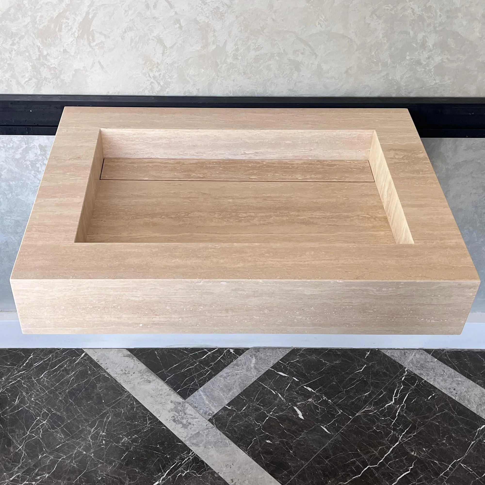 Custom Travertine Sink, Handmade Custom Beige Travertine Sink, Vein Cut Travertine Vanity (TR-66) - Image 8