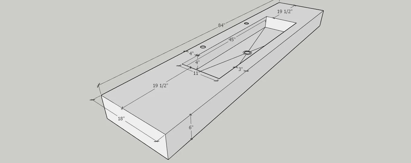 Custom White Quartz Large Bathroom Trough Sink: Wall Mount Vanity (QU-95) - Image 13
