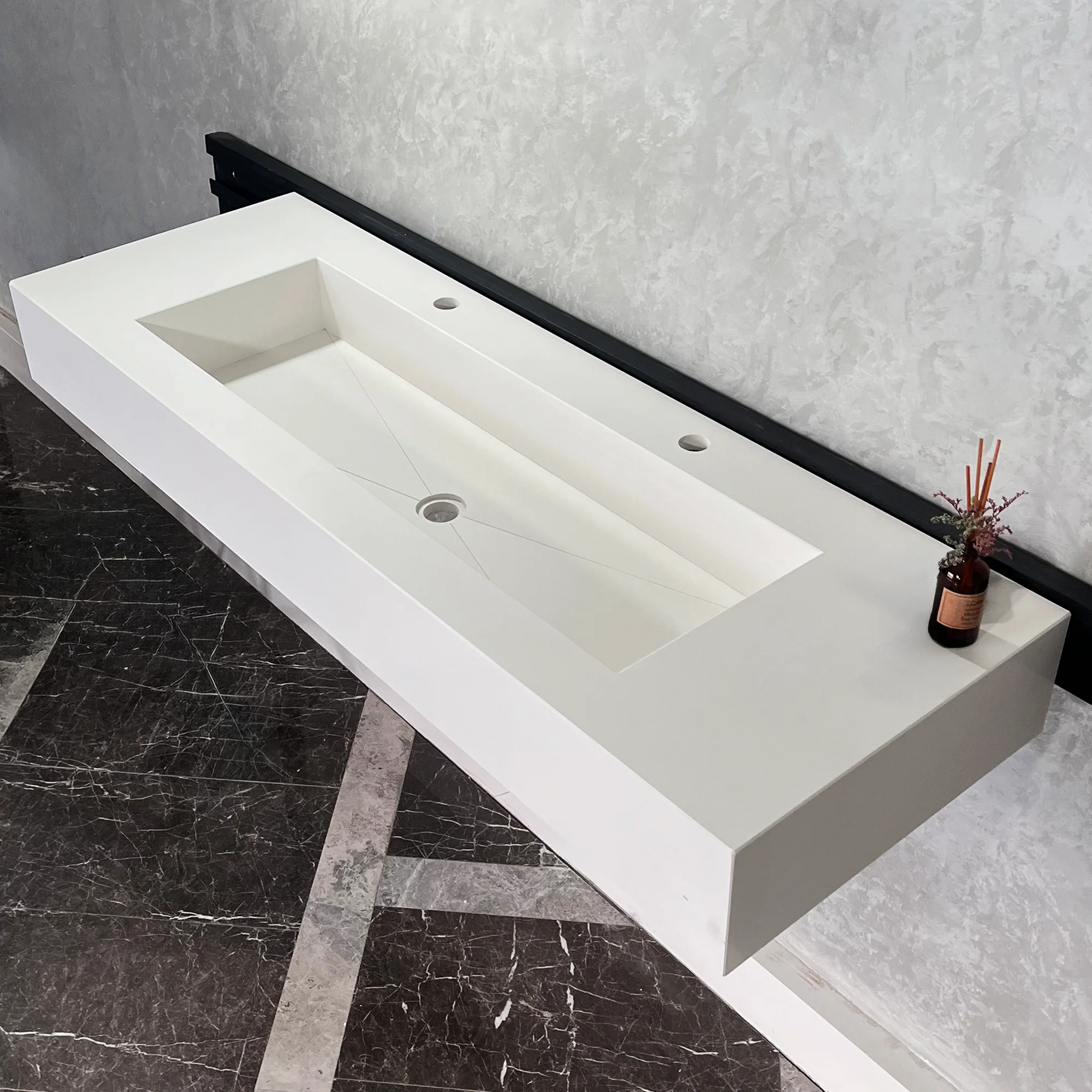 CUSTOM WHITE QUARTZ TROUGH SINK (QU-077) - Image 2