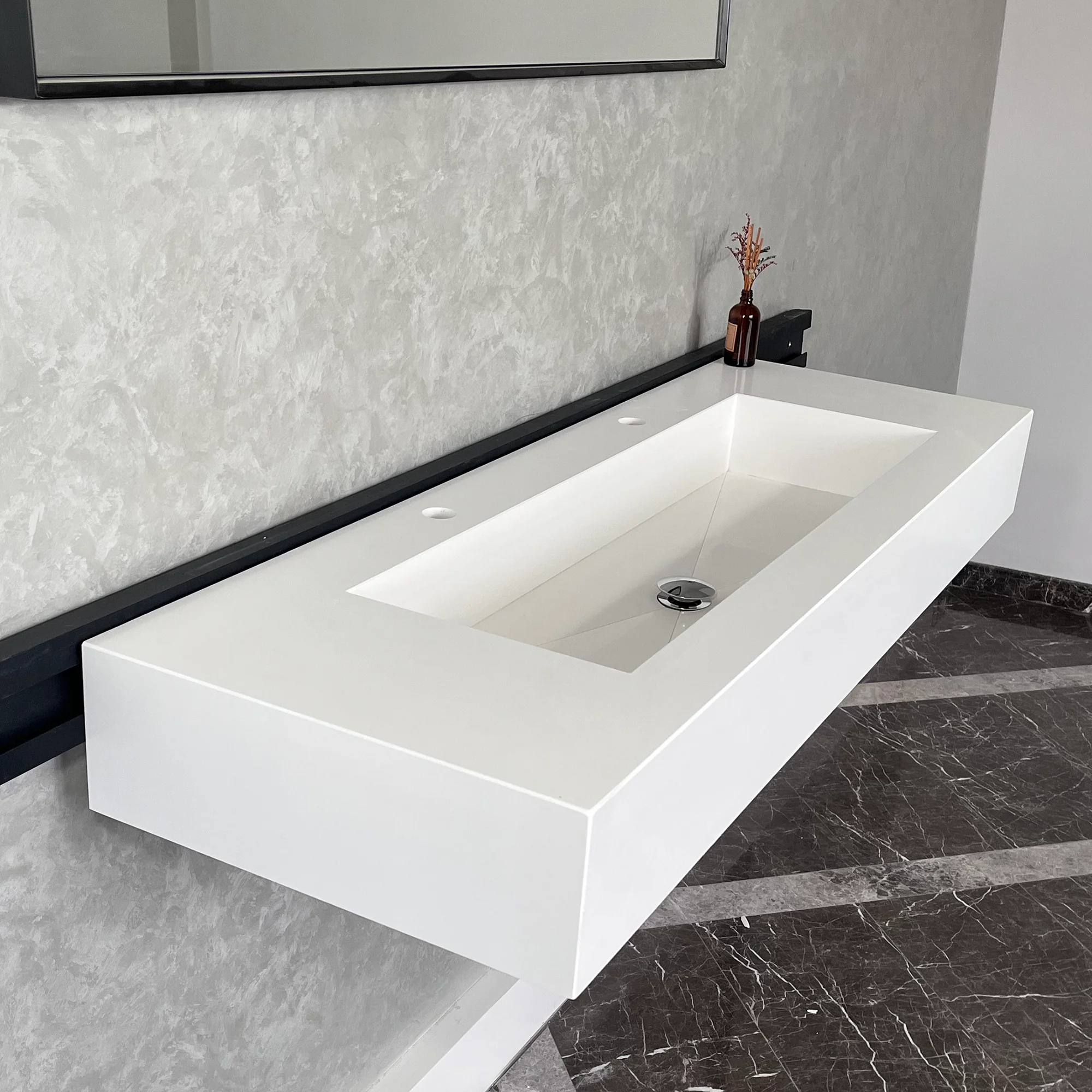 CUSTOM WHITE QUARTZ TROUGH SINK (QU-077) - Image 5