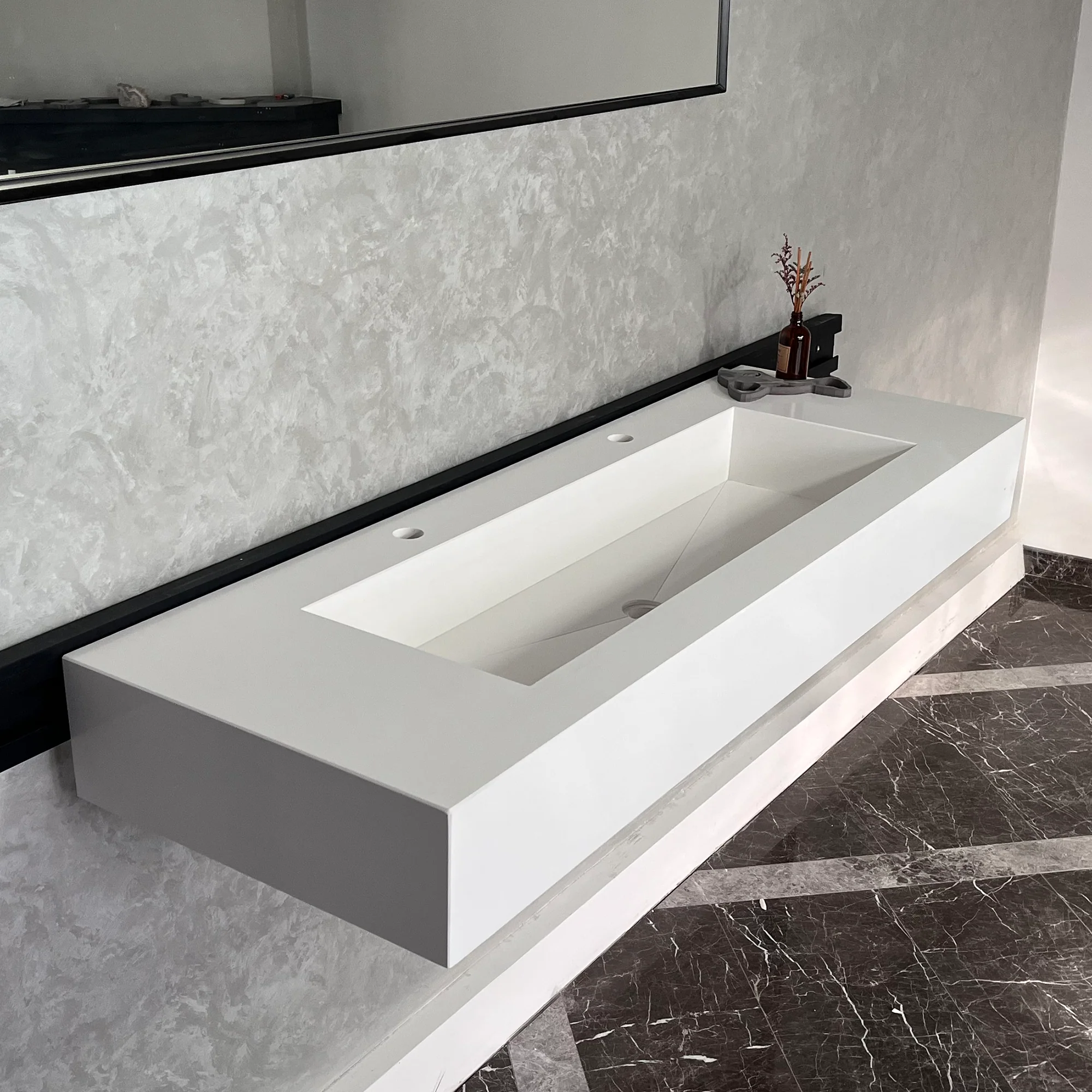 CUSTOM WHITE QUARTZ TROUGH SINK (QU-077) - Image 6