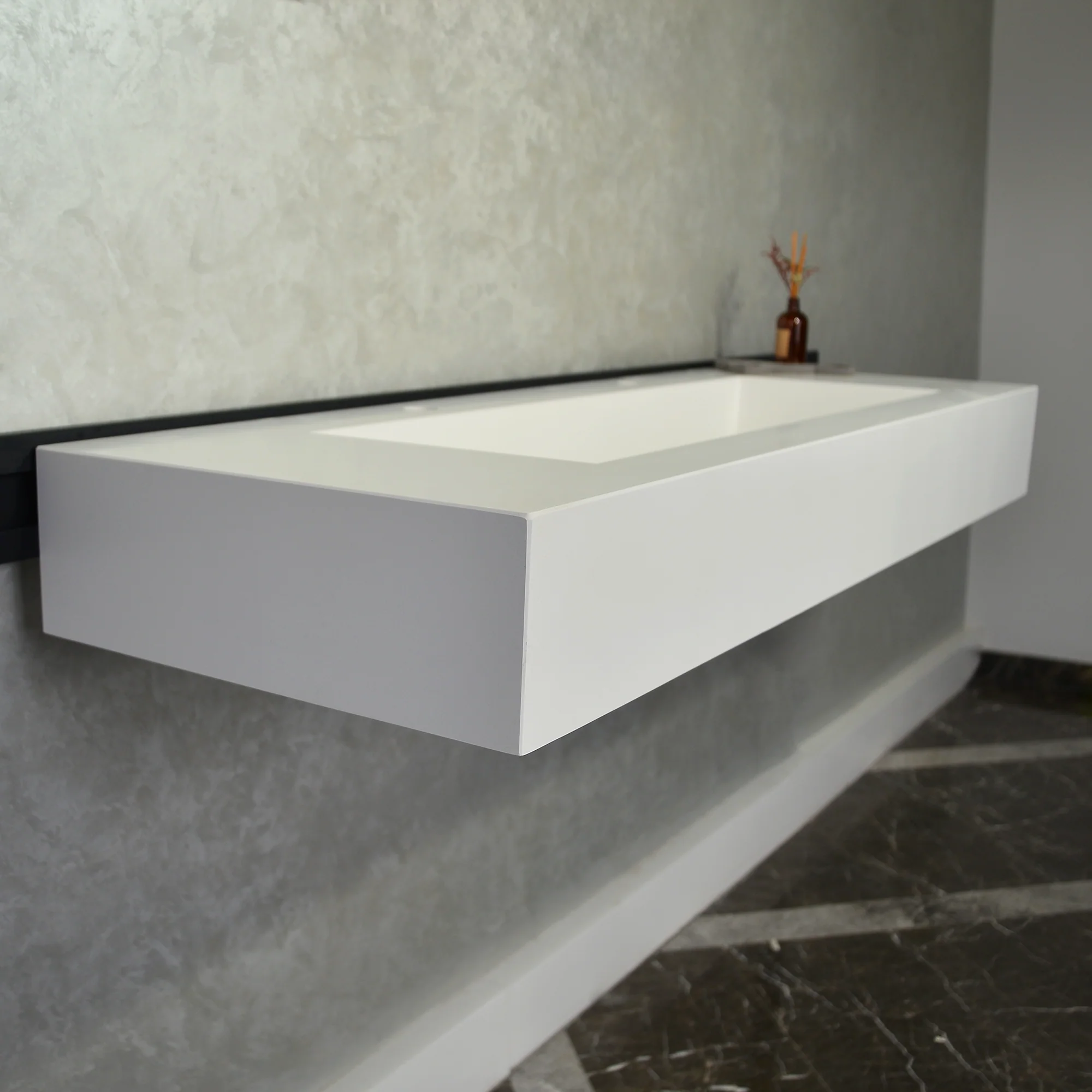 CUSTOM WHITE QUARTZ TROUGH SINK (QU-077) - Image 7
