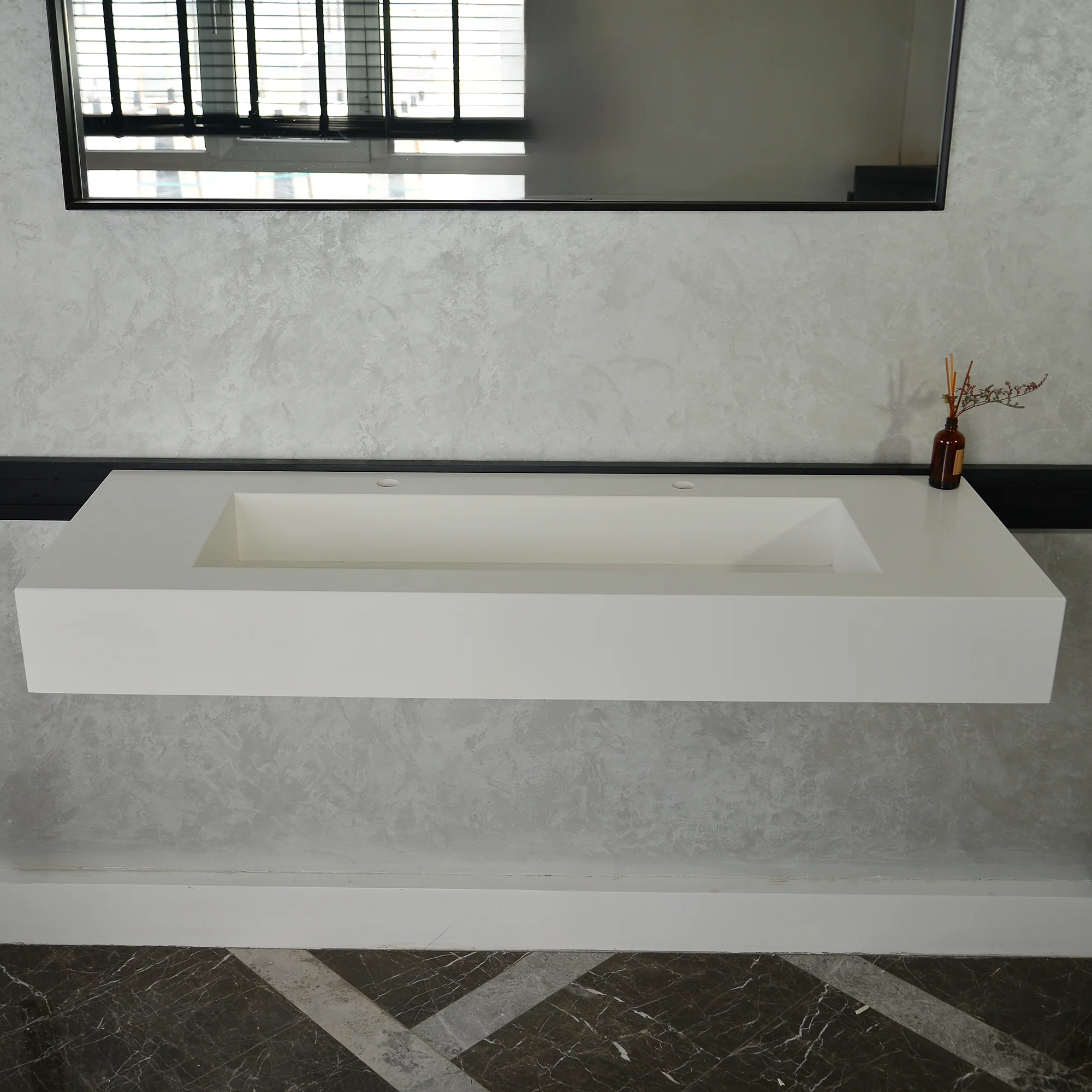 CUSTOM WHITE QUARTZ TROUGH SINK (QU-077) - Image 8