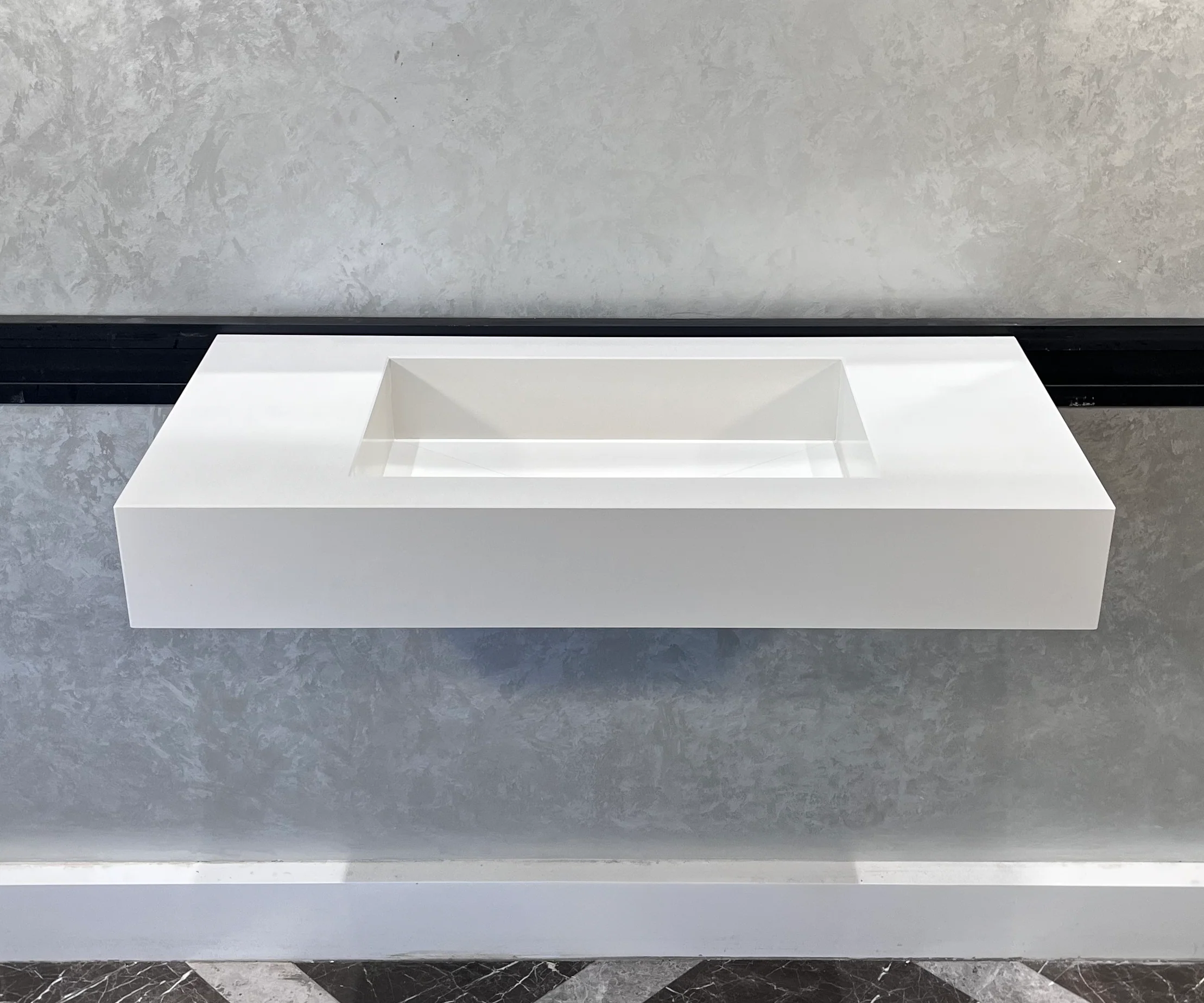 CUSTOM WHITE QUARTZ TROUGH SINK (QU-048) - Image 2