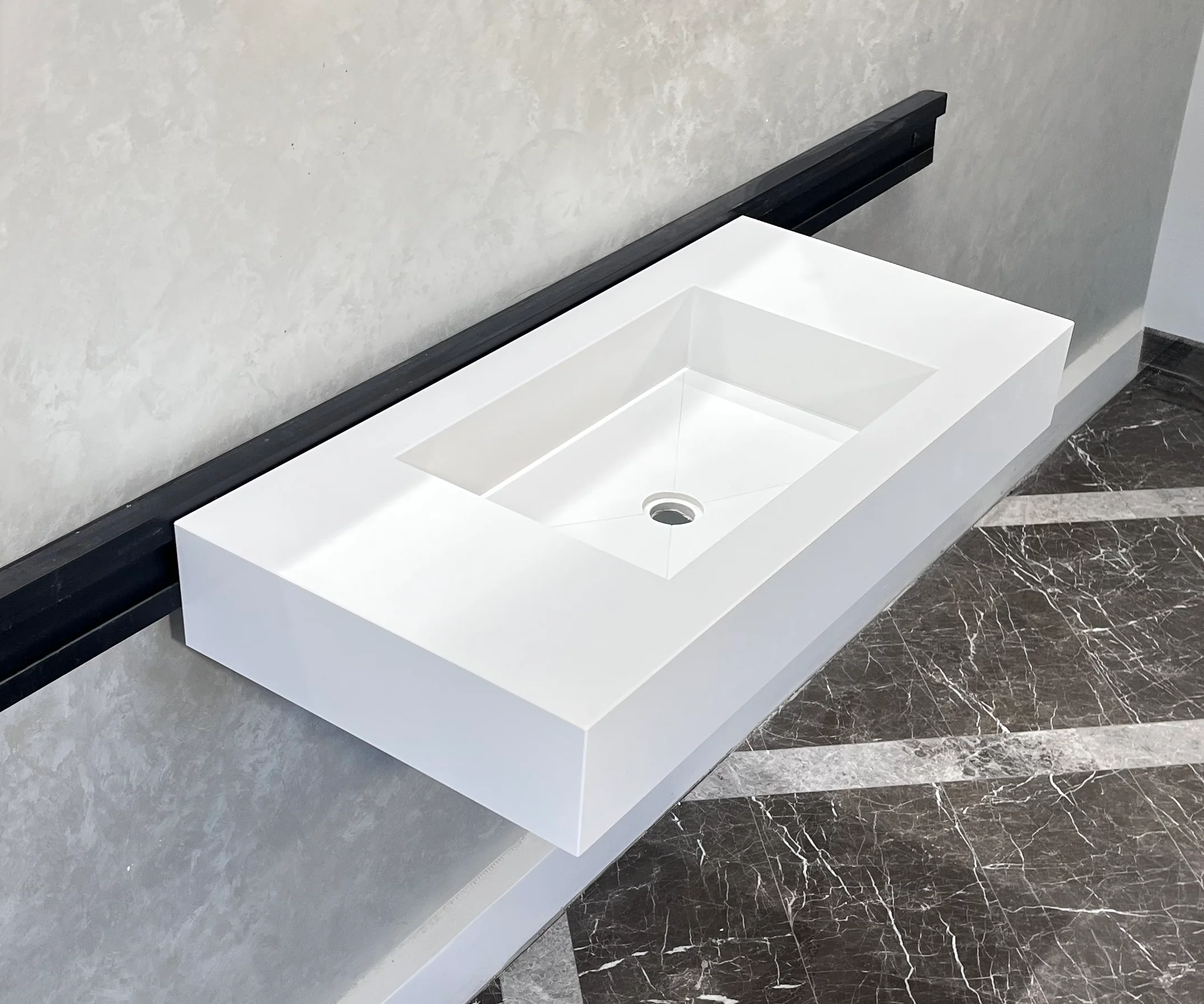 CUSTOM WHITE QUARTZ TROUGH SINK (QU-048) - Image 4