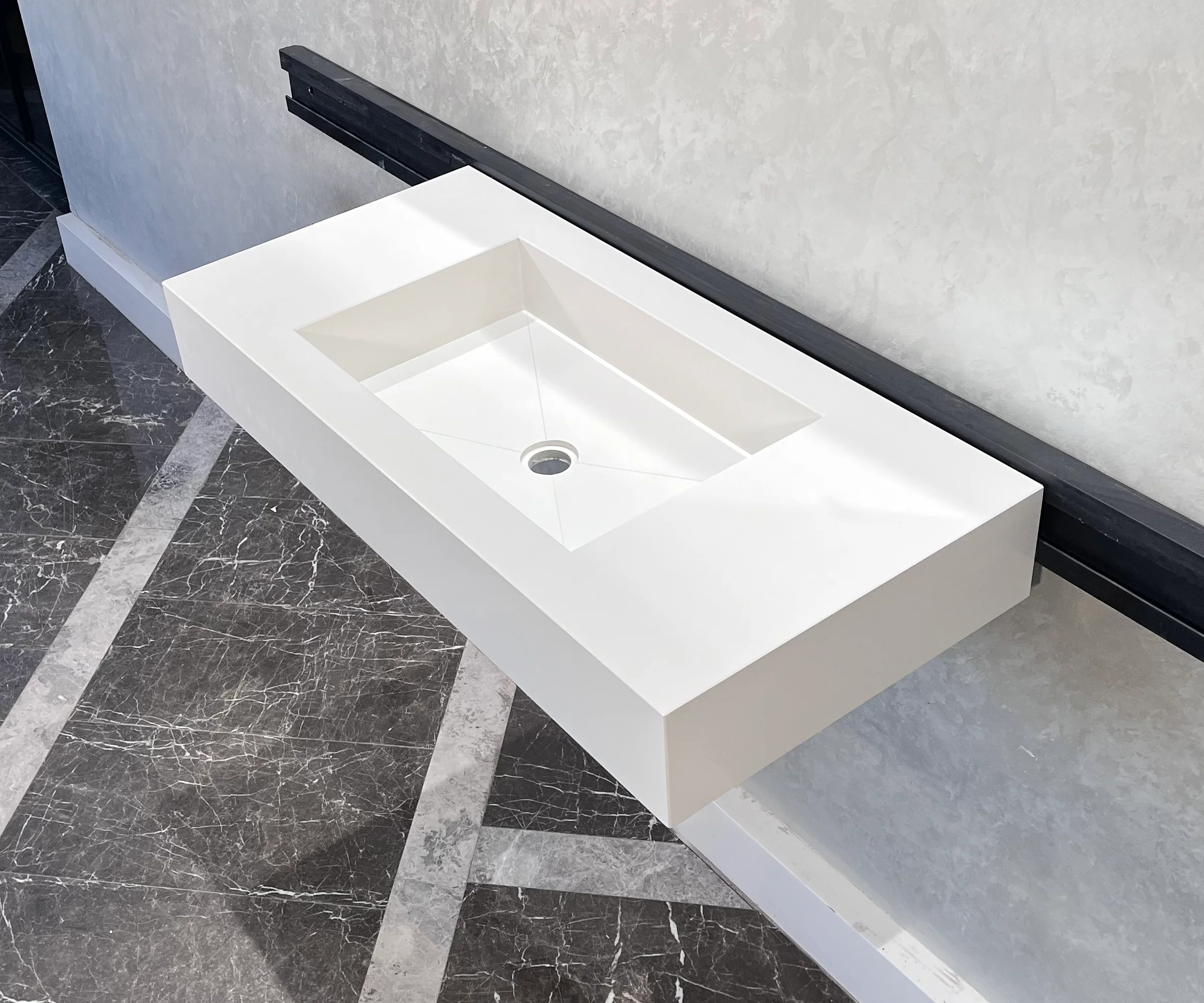 CUSTOM WHITE QUARTZ TROUGH SINK (QU-048) - Image 6