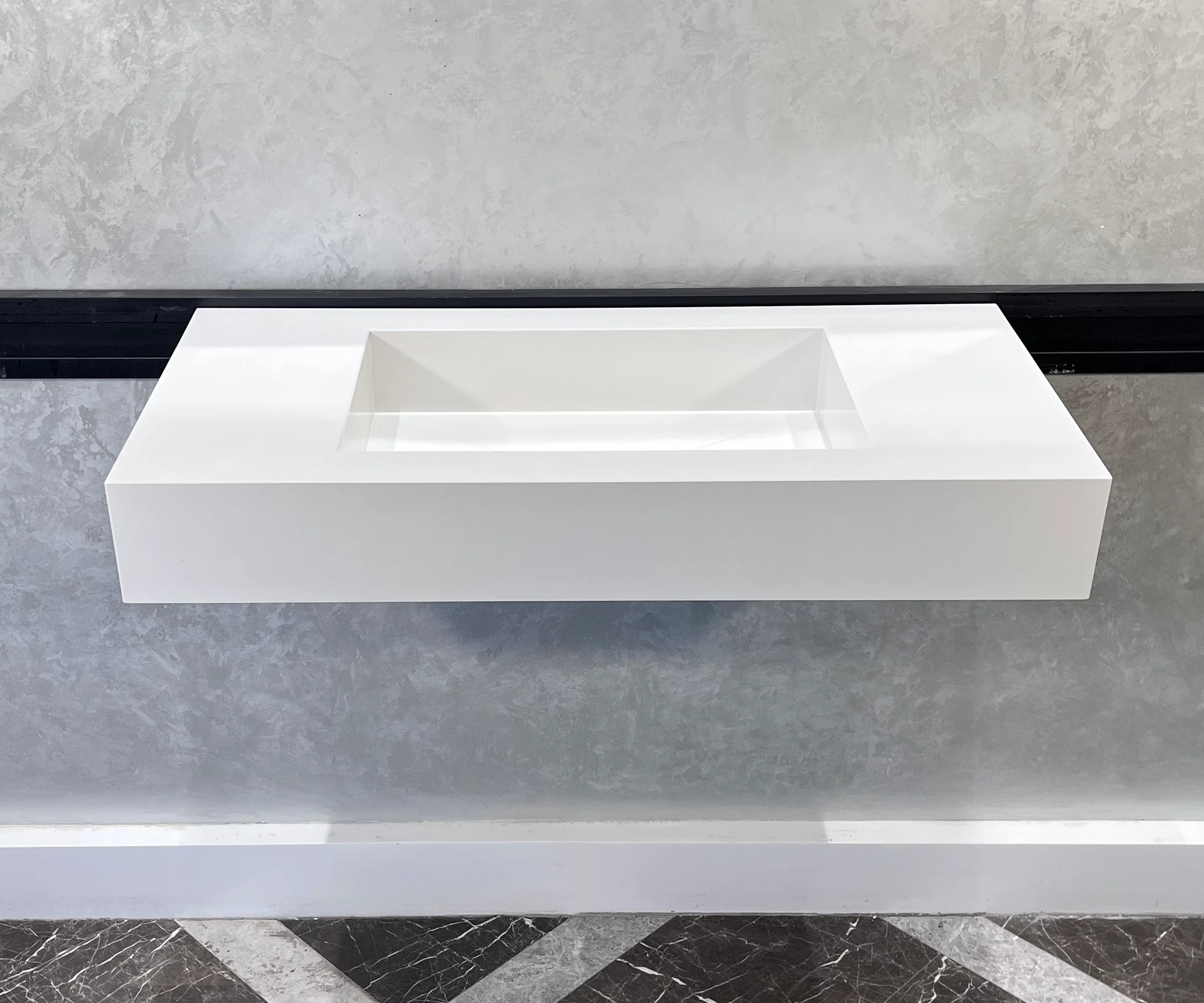 CUSTOM WHITE QUARTZ TROUGH SINK (QU-048) - Image 7