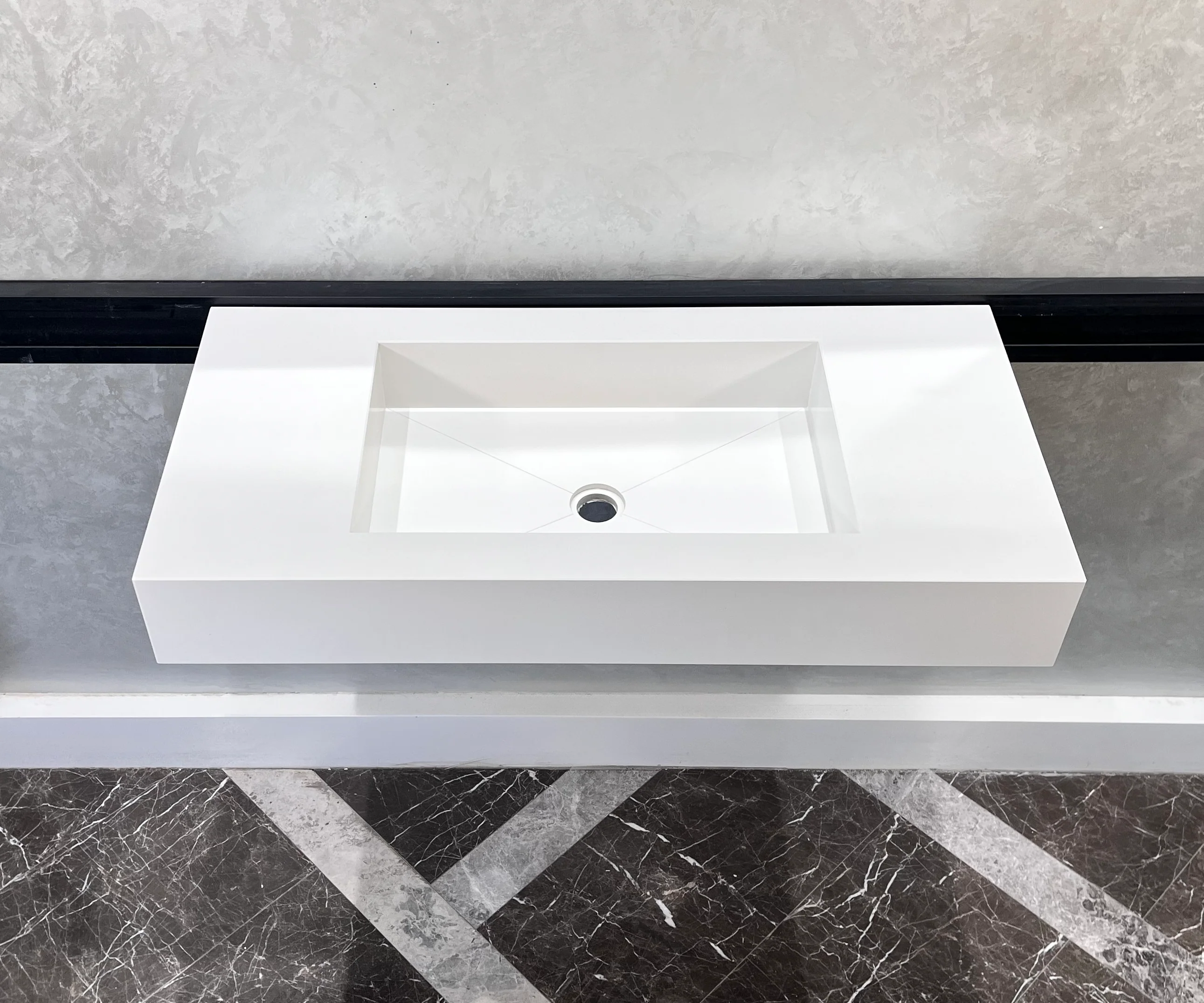 CUSTOM WHITE QUARTZ TROUGH SINK (QU-048) - Image 8